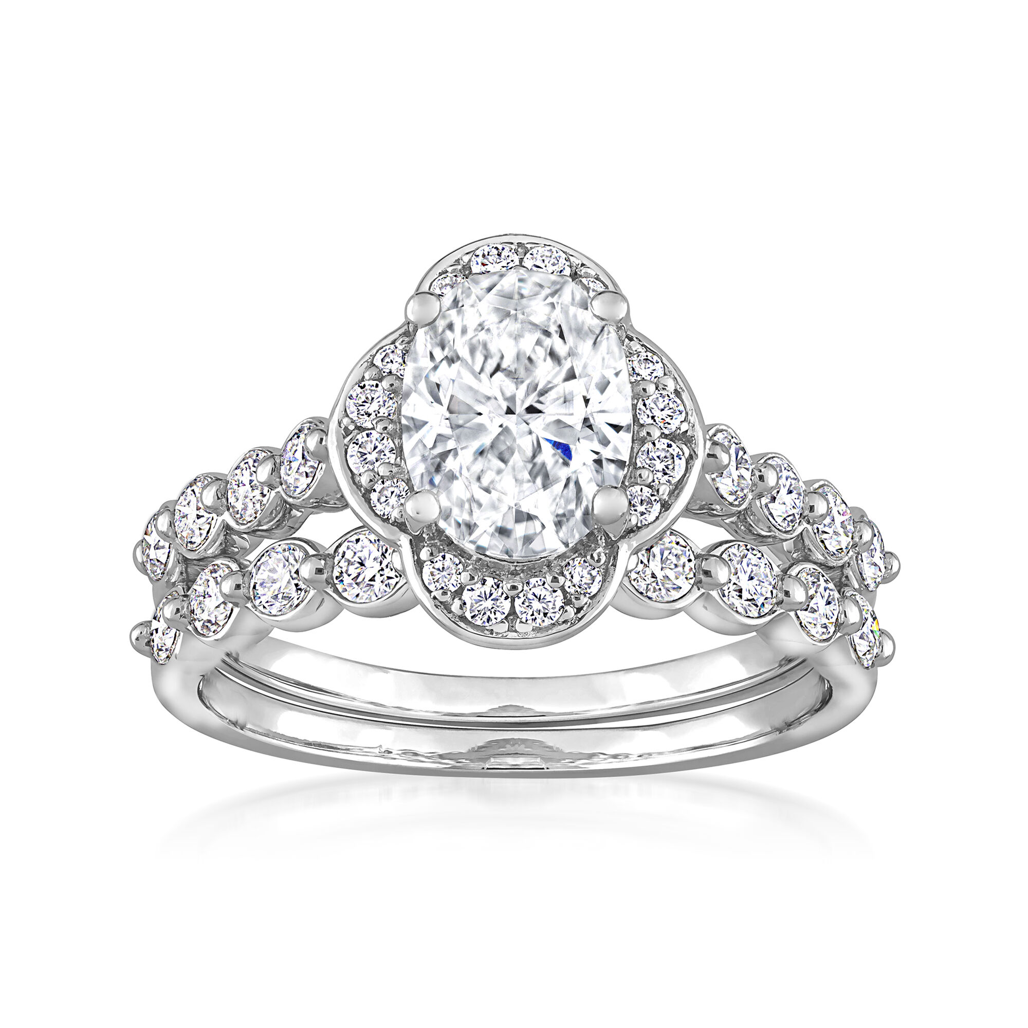 1.92 ct. t.w. Moissanite Bridal Set: Engagement and Wedding Rings