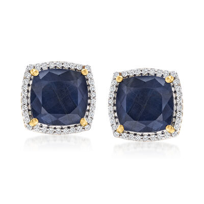 26.50 ct. t.w. Sapphire Drop Earrings in Sterling Silver | Ross-Simons