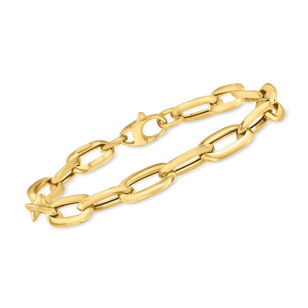 Italian 14kt Yellow Gold Oval Paper Clip Link Bracelet | Ross-Simons