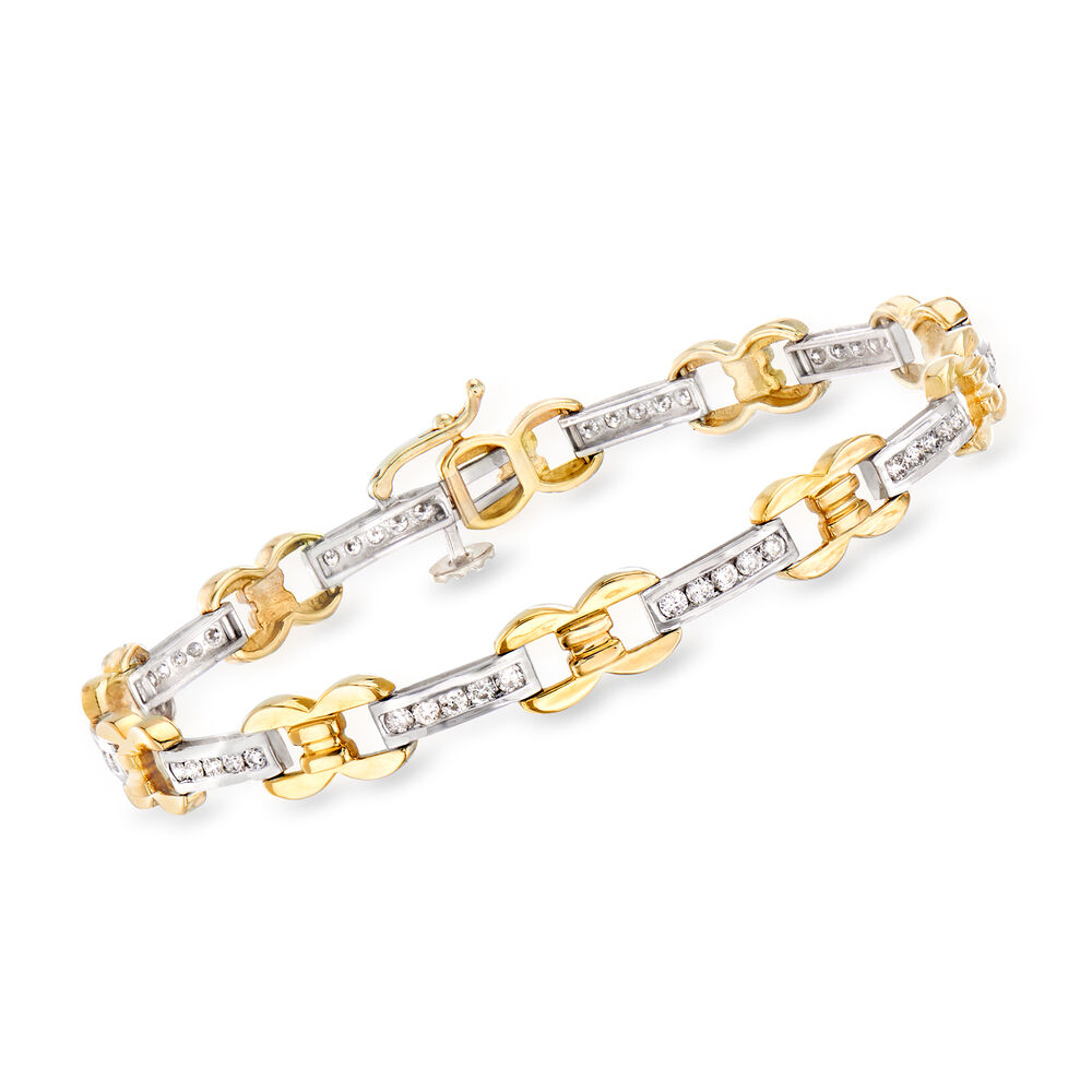 1.00 ct. t.w. Diamond 14kt Two-Tone Gold Link Bracelet | Ross-Simons
