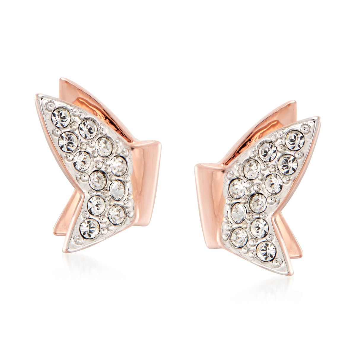 Swarovski Crystal "Lilia" Clear Crystal Butterfly Earrings in Rose Gold  Plate | Ross-Simons