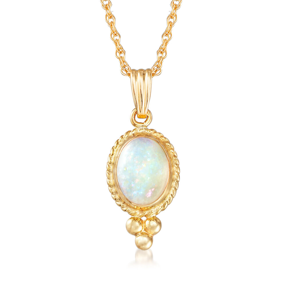 Opal Pendant Necklace in 14kt Yellow Gold. 18" | Ross-Simons