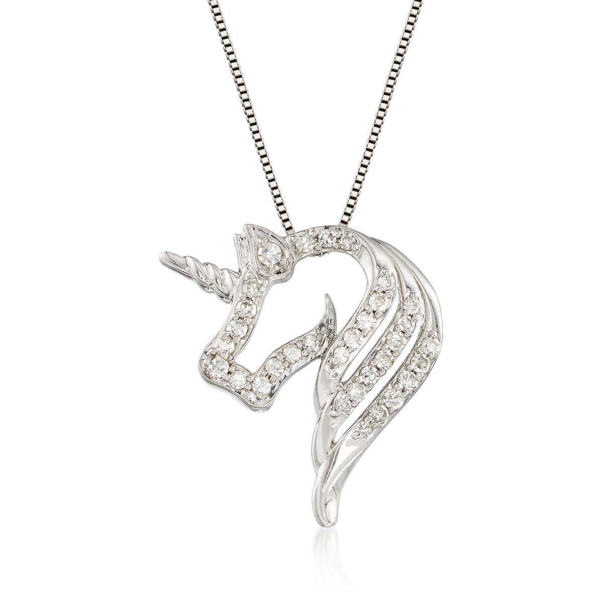 25 ct. t.w. Diamond Open-Space Unicorn Necklace in Sterling Silver |  Ross-Simons