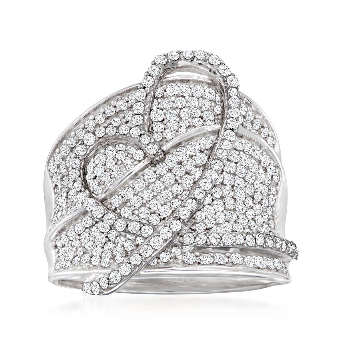 1.40 ct. t.w. Diamond Heart Ring in Sterling Silver | Ross-Simons