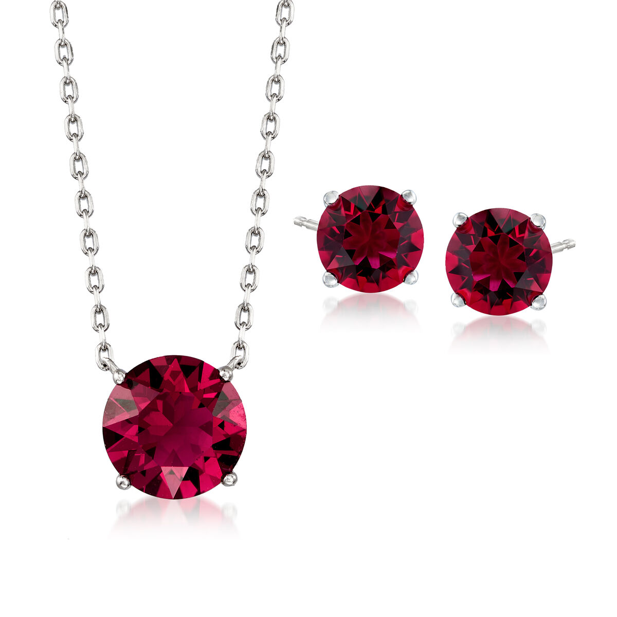 Jewelry Set: Ruby Red Swarovski Crystal Necklace and Earrings in Sterling  Silver | Ross-Simons