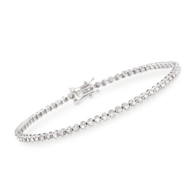 2.15 ct. t.w. Diamond Cluster Tennis Bracelet in Sterling Silver. 8 ...