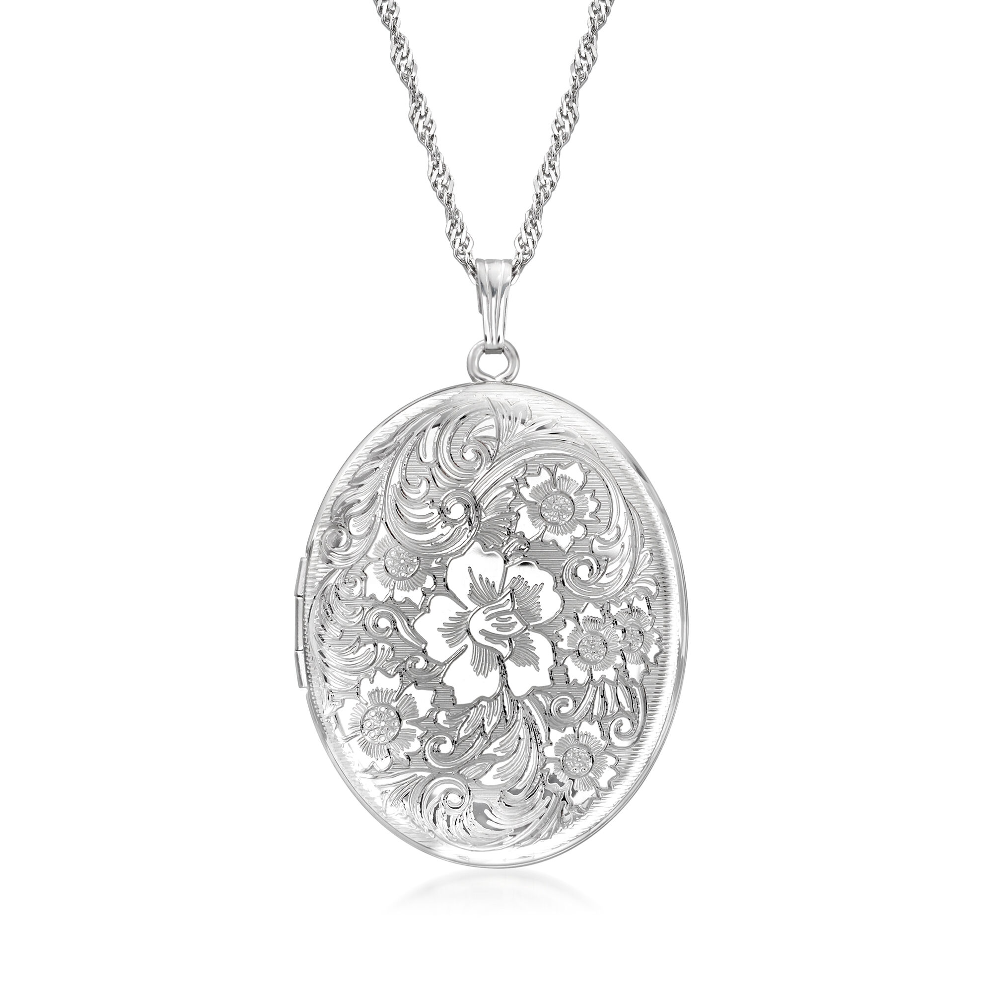 Sterling Silver Personalized Floral Locket Necklace | Ross-Simons