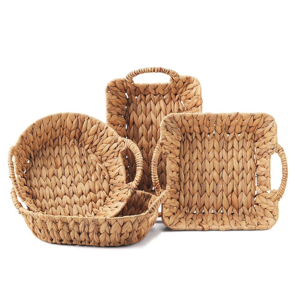 Set of 4 Assorted Hyacinth Handled Baskets | Ross-Simons