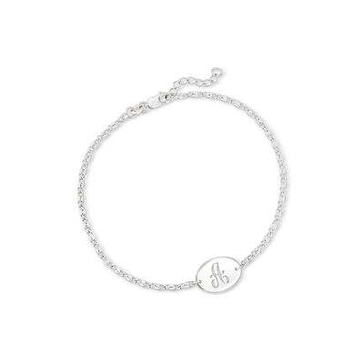 Italian 6mm Sterling Silver Bead Bracelet with Personalized Disc Charm ...