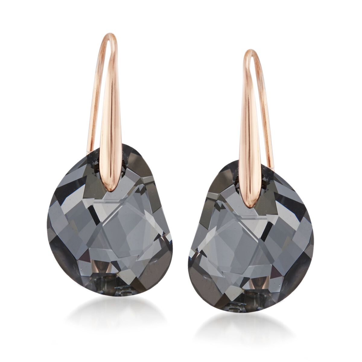 Swarovski Crystal "Galet" Black Crystal Drop Earrings in Rose Gold Plate |  Ross-Simons