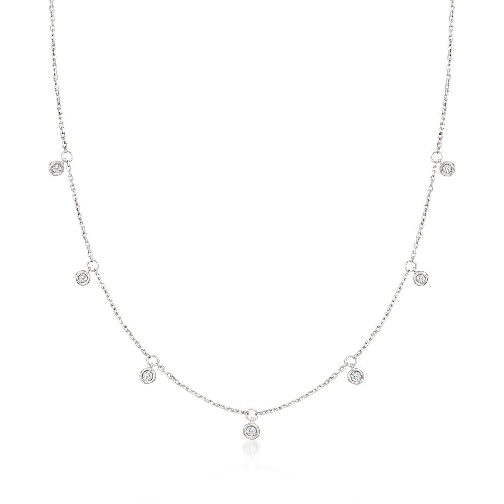 .25 ct. t.w. Bezel-Set Diamond Dangle Necklace in Sterling Silver. 16 ...