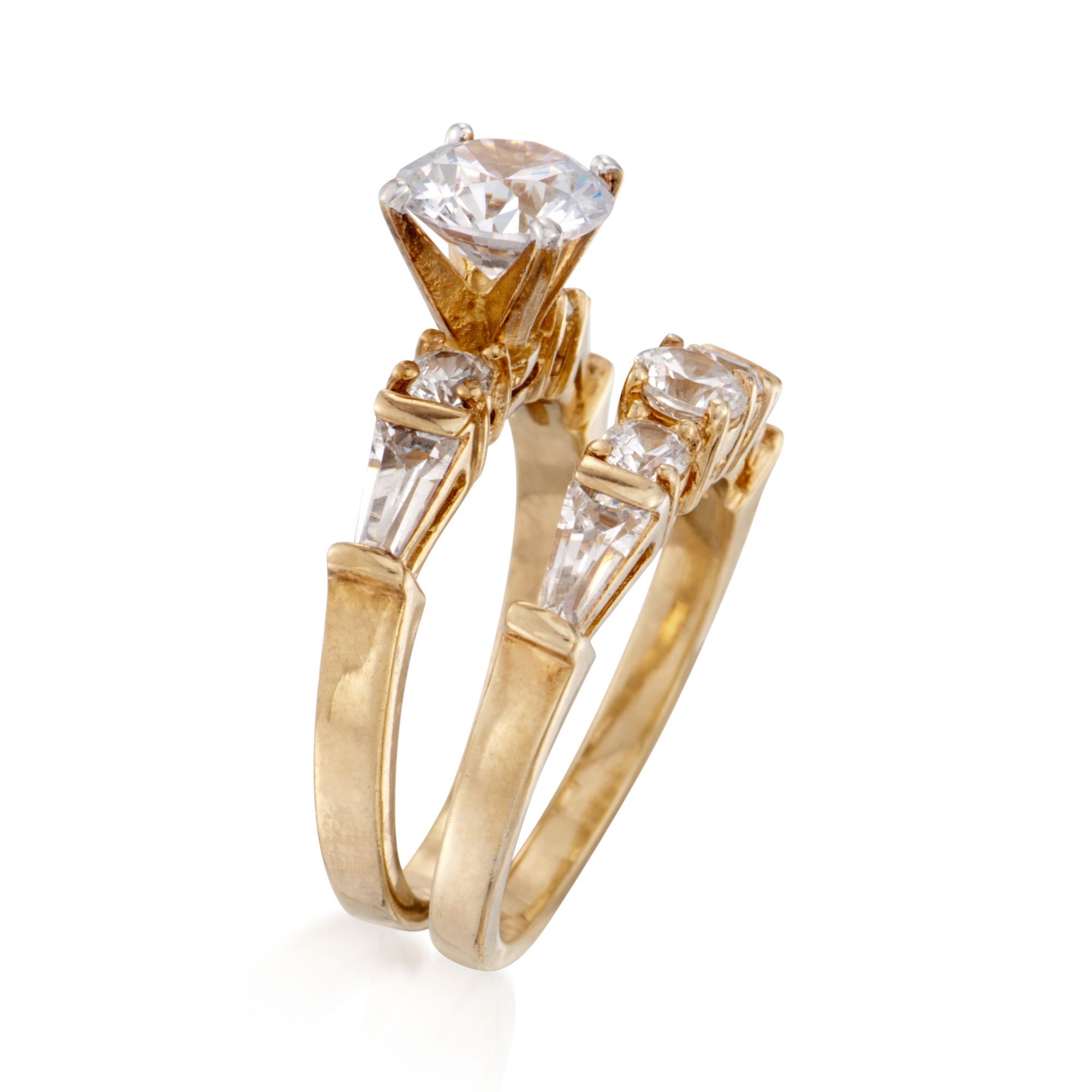 2.60 ct. t.w. CZ Bridal Set: Engagement and Wedding Rings in 18kt