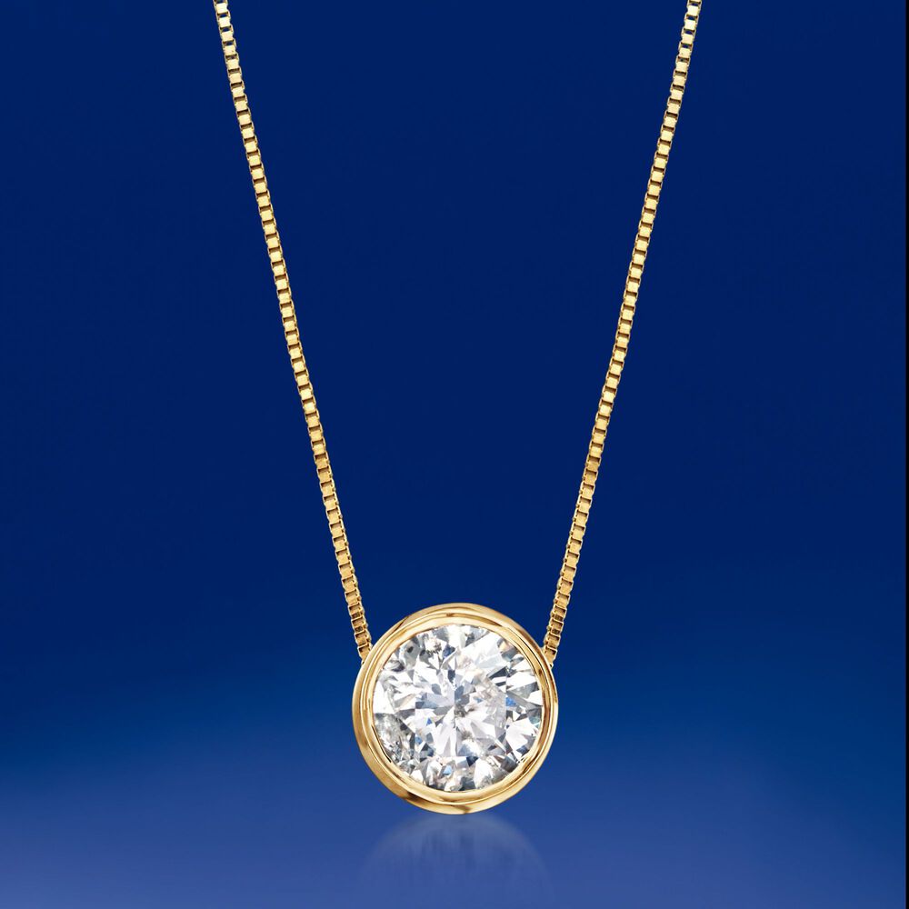 75 Carat Bezel Set Diamond Necklace In 14kt Yellow Gold Ross Simons
