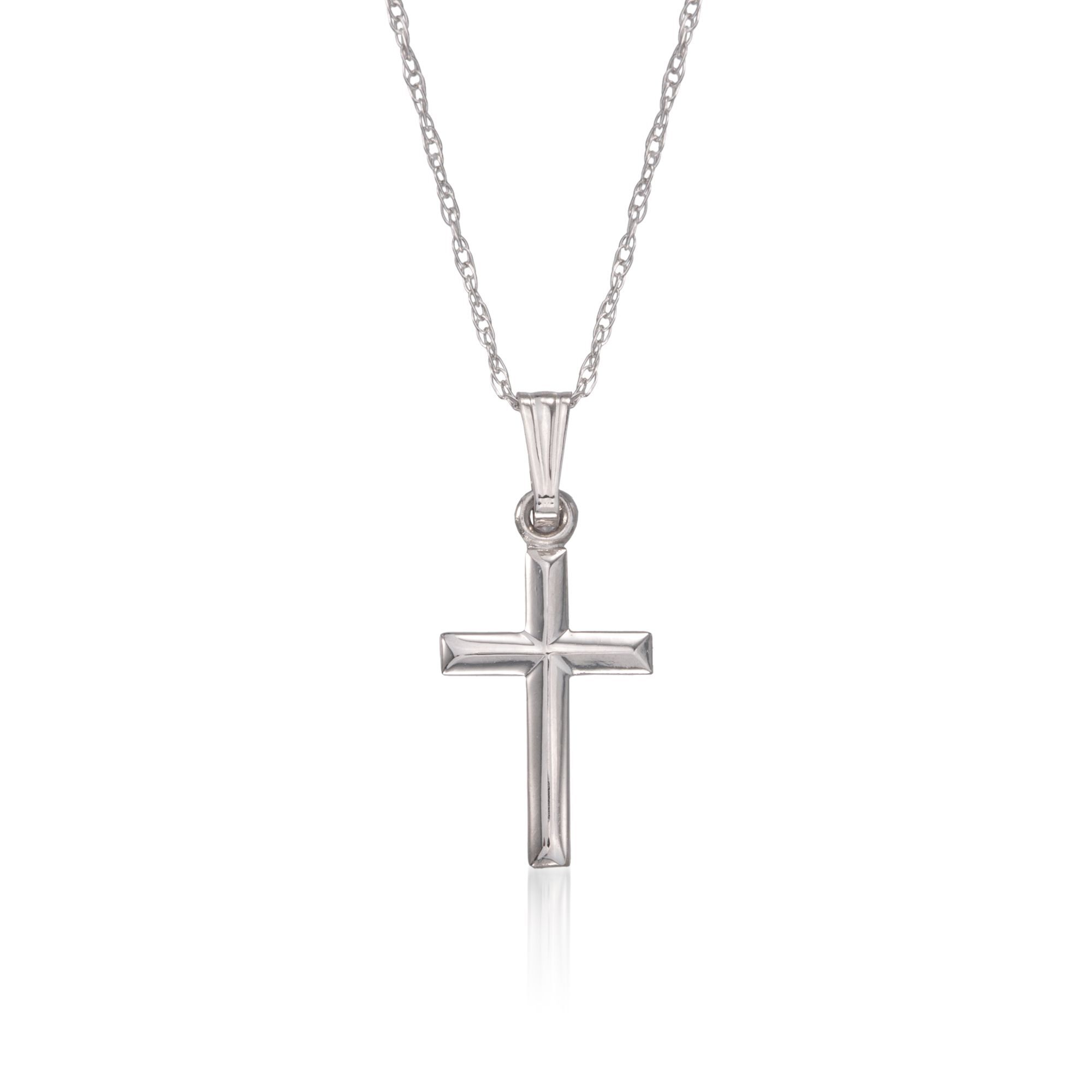 14kt White Gold Cross Necklace. 15 