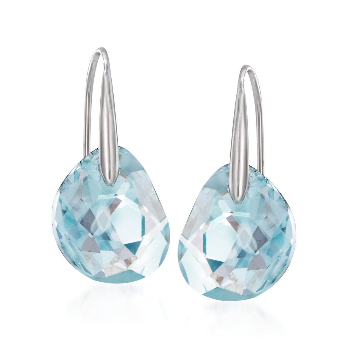 Swarovski Crystal "Galet" Light Blue Crystal Drop Earrings in Silvertone |  Ross-Simons