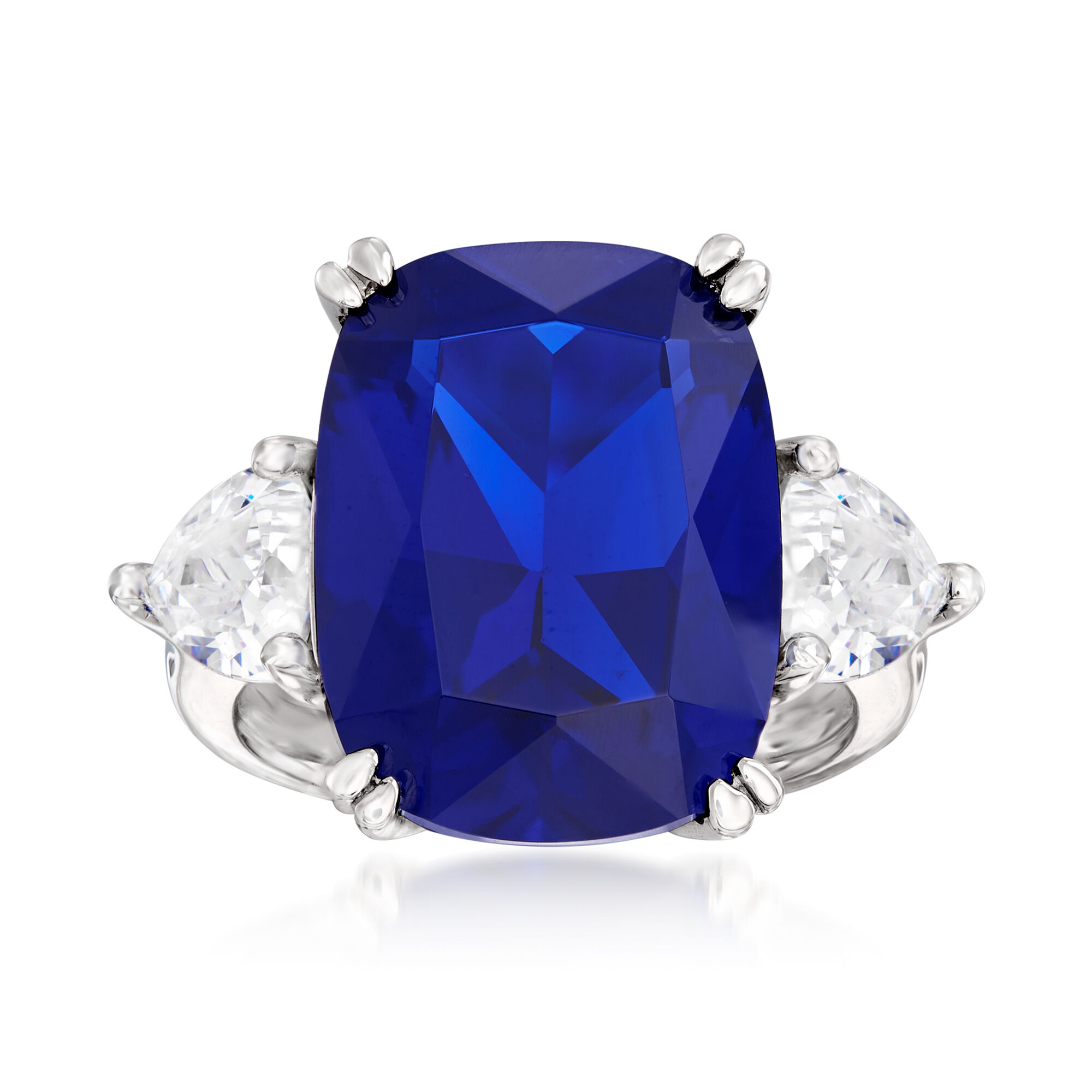 12.25 Carat Cushion-Cut Simulated Sapphire and 1.75 ct. t.w. CZ