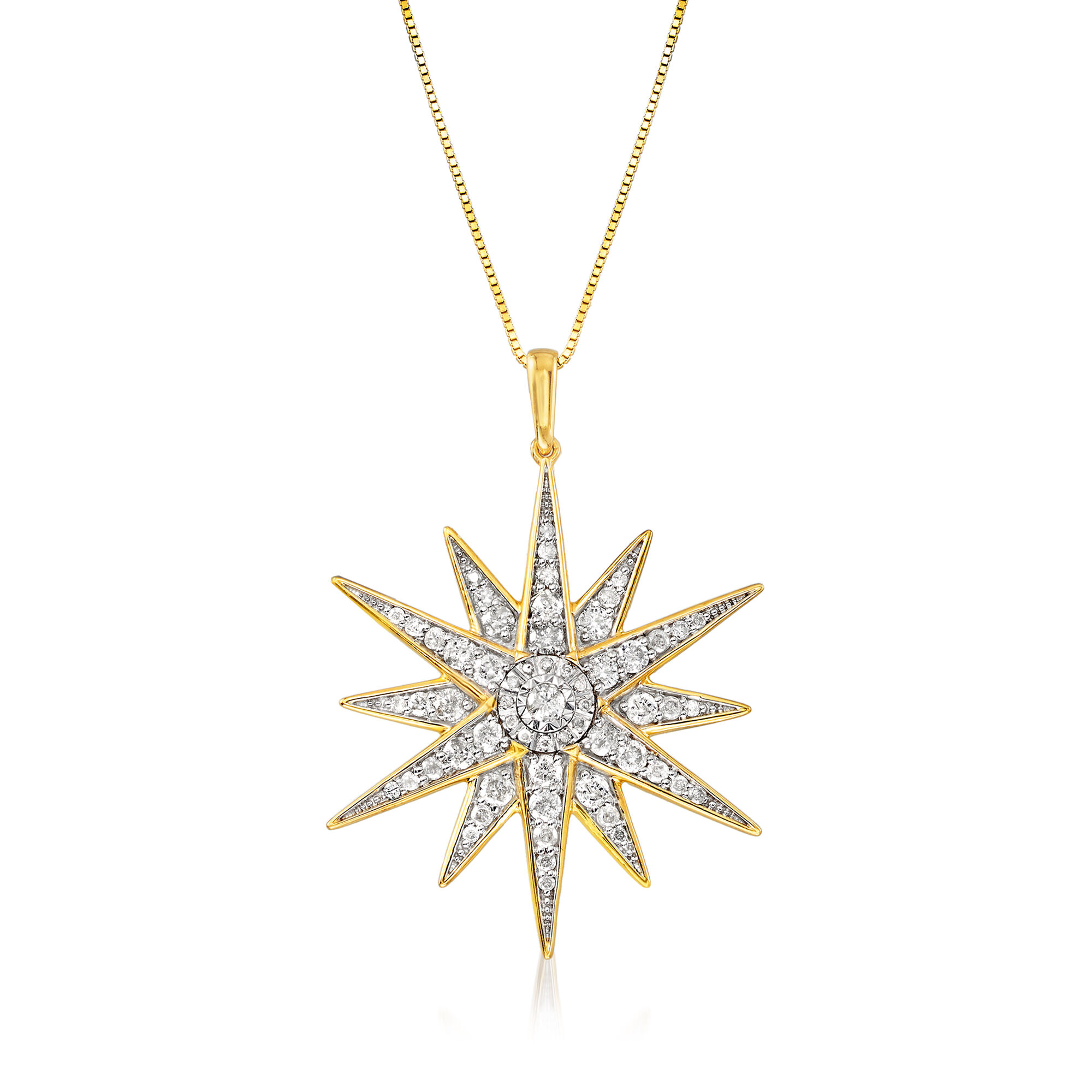 1.20 ct. t.w. Diamond Starburst Pendant Necklace in 18kt Gold Over
