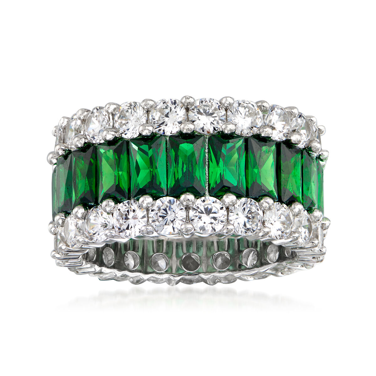 6.75 ct. t.w. Simulated Emerald and 4.40 ct. t.w. CZ Eternity Band in ...