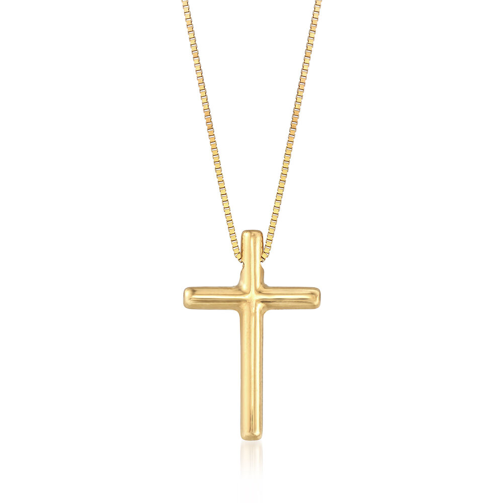 Italian 18kt Yellow Gold Cross Pendant Necklace. 18