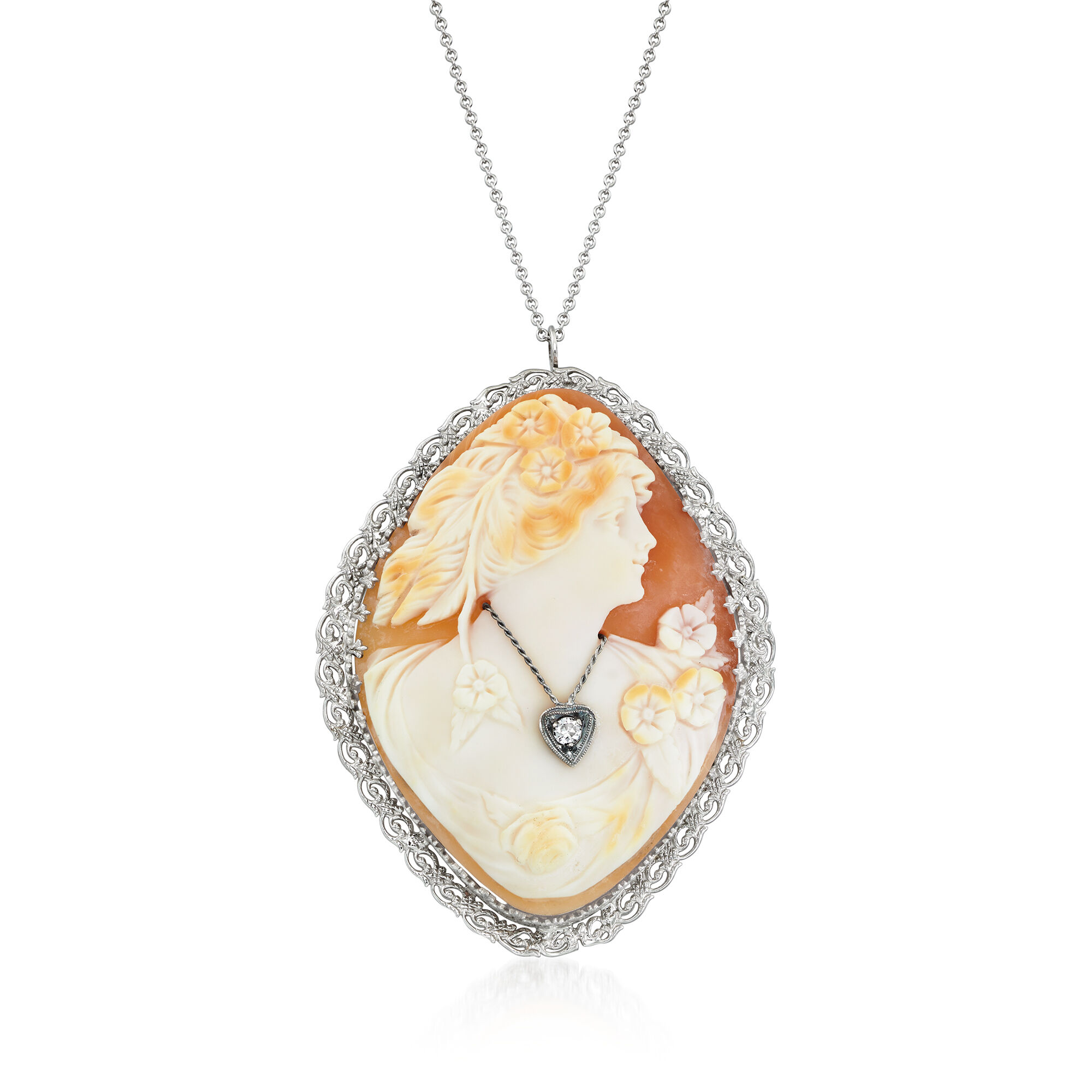 14k hotsell gold Simon Ross brown shell cameo pendant