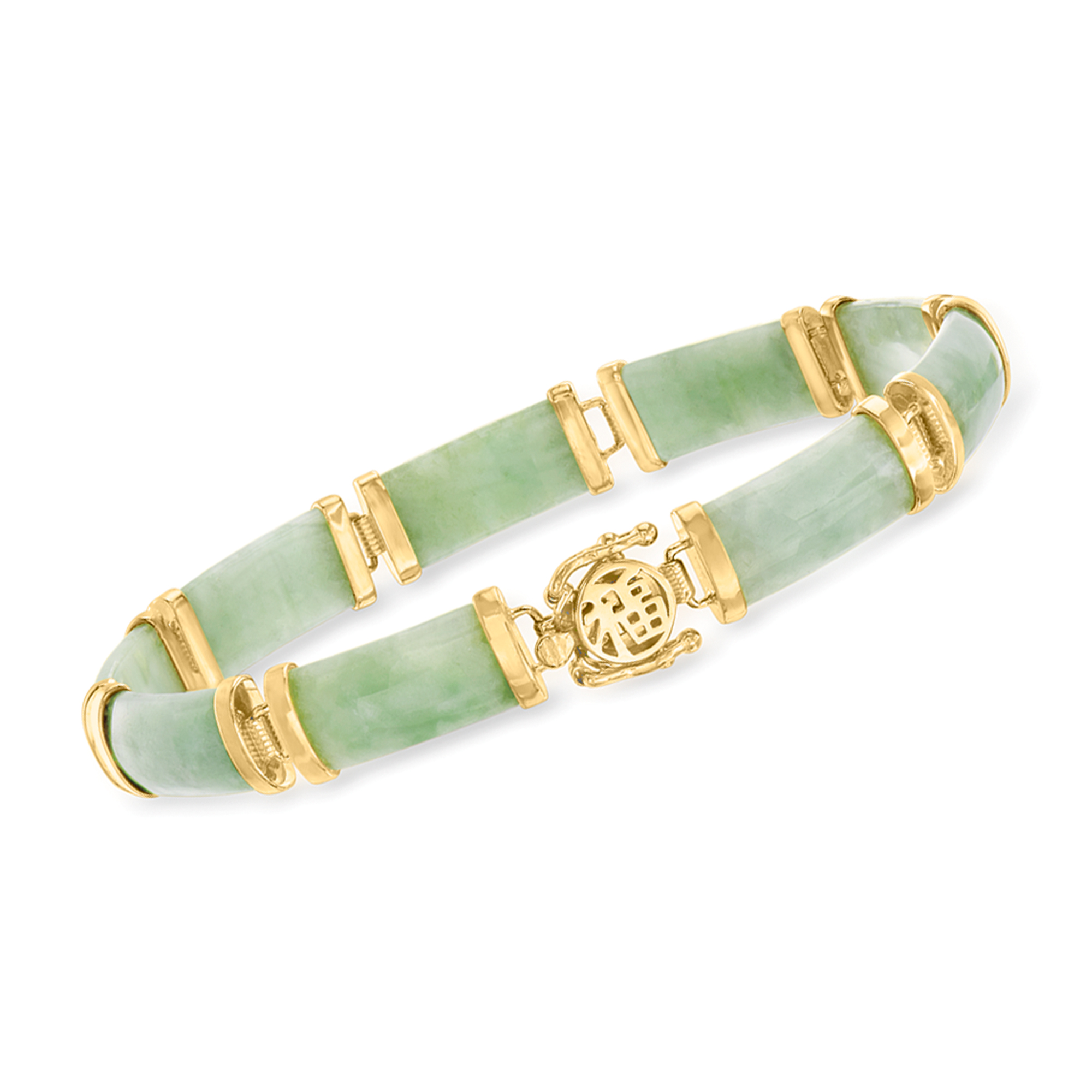 Jade "Good Fortune" Bracelet in 18kt Gold Over Sterling | Ross-Simons