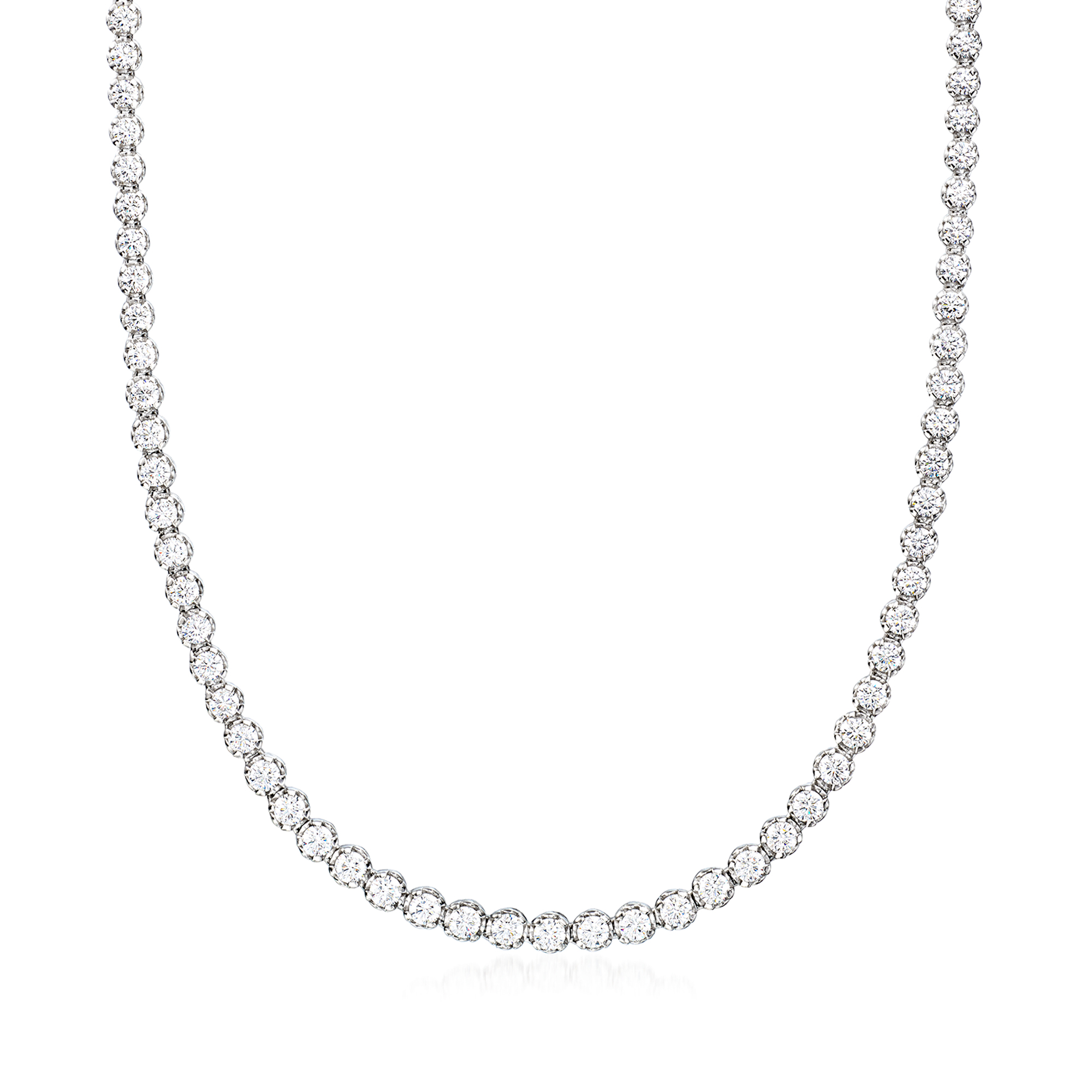10.00 ct. t.w. CZ Tennis Necklace in Sterling Silver | Ross-Simons