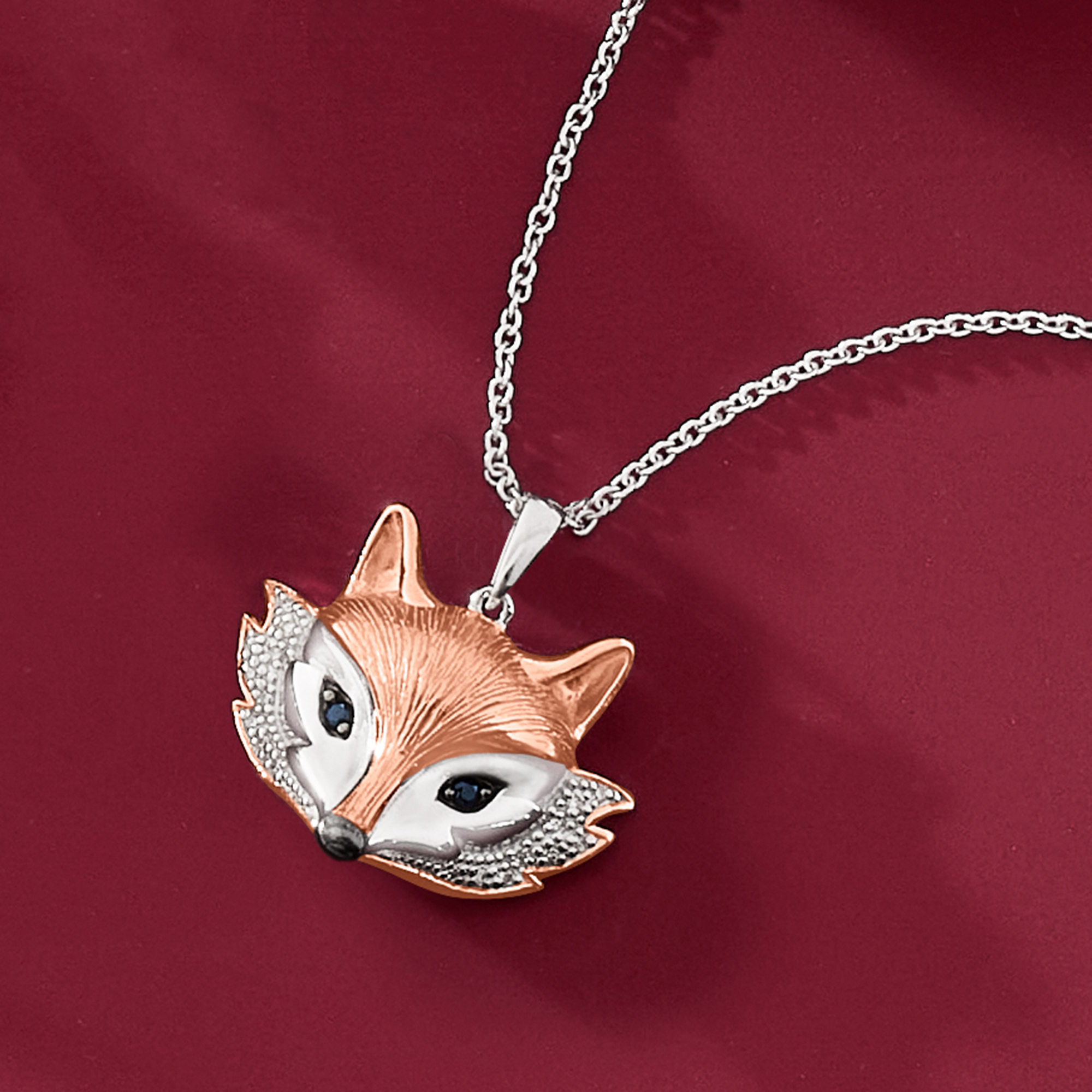 Deals sitting silver kit fox pendant , SATIN FINISH