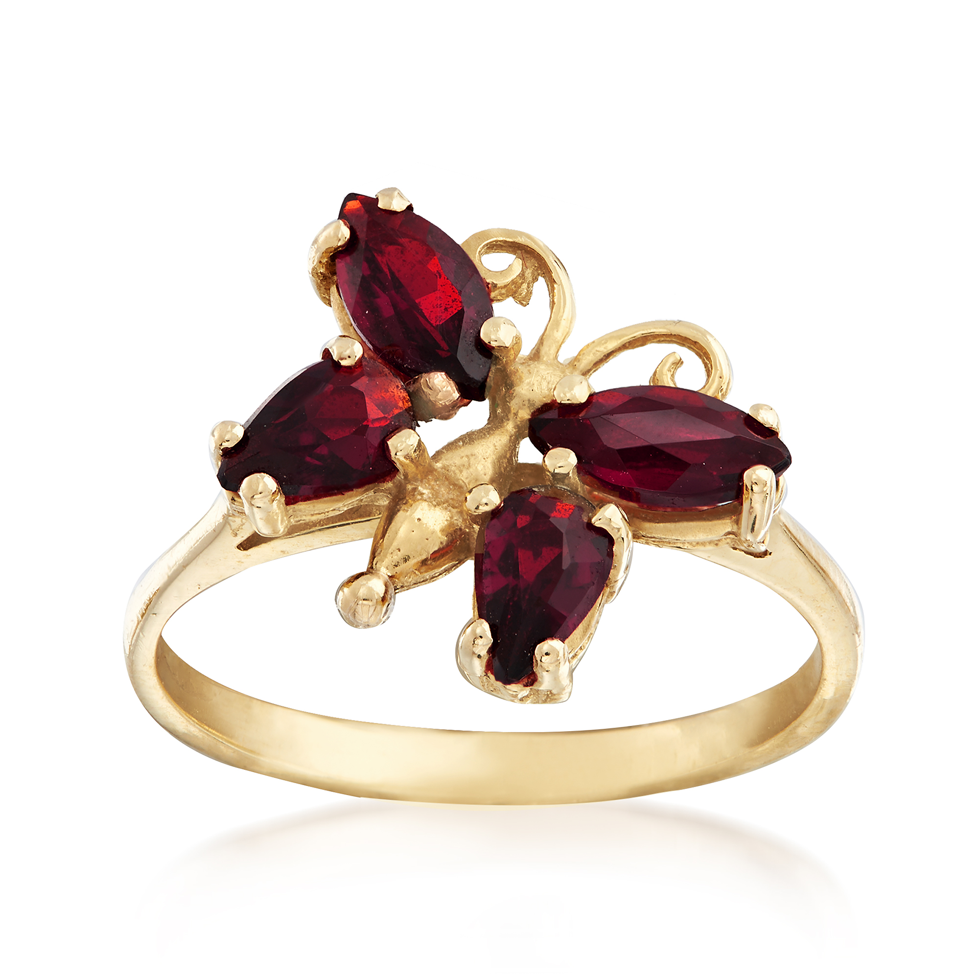 C. 1980 Vintage .70 ct. t.w. Garnet Butterfly Ring in 14kt Yellow Gold |  Ross-Simons