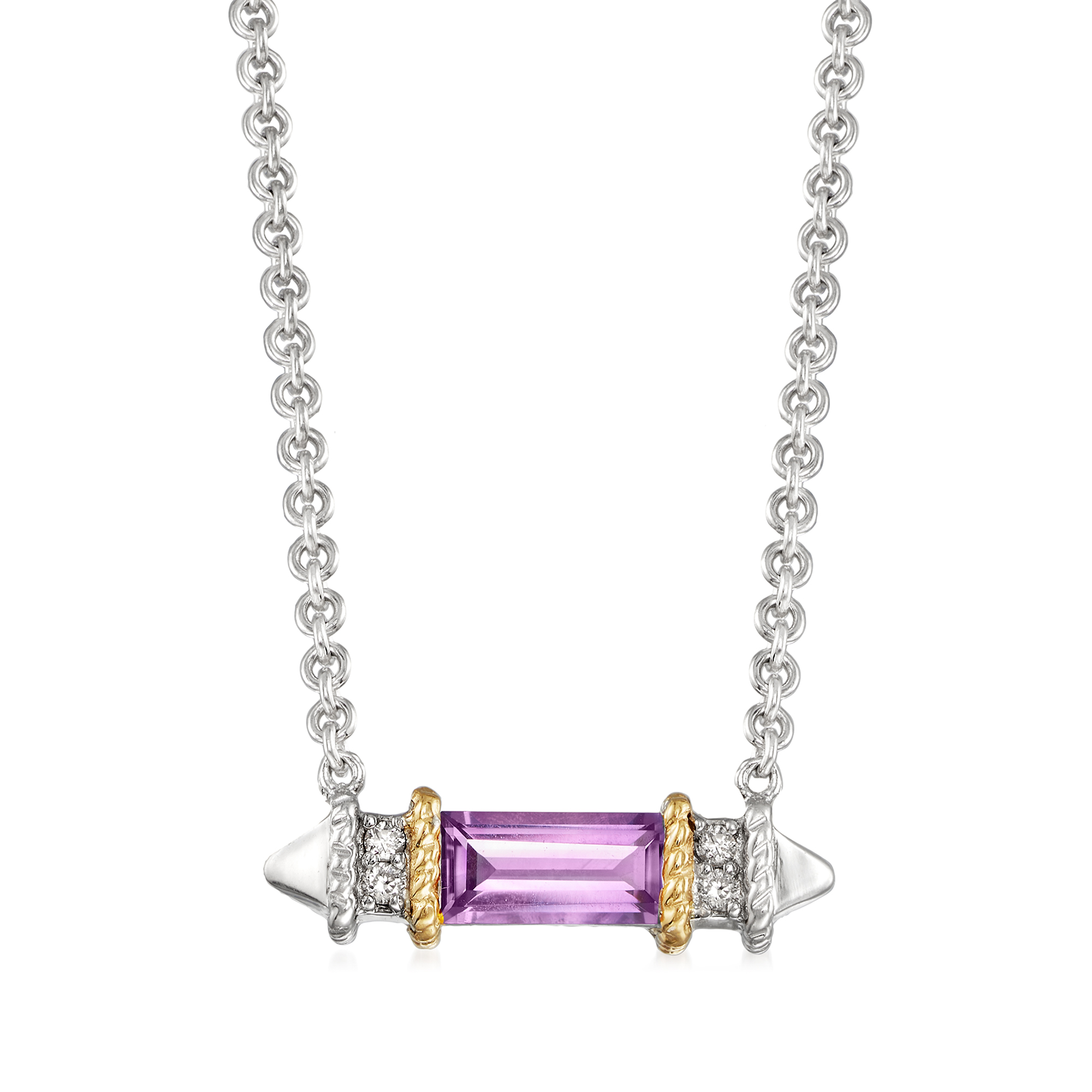Andrea Candela "La Romana" .48 Carat Amethyst Necklace in Sterling Silver  and 18kt Yellow Gold | Ross-Simons