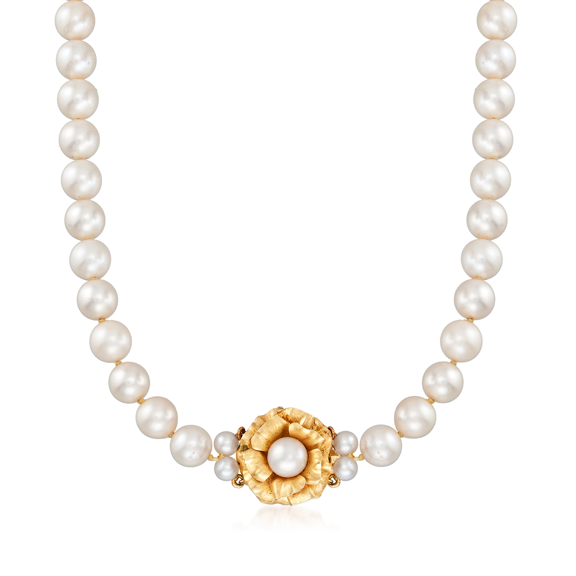 pearl necklace with flower clasp