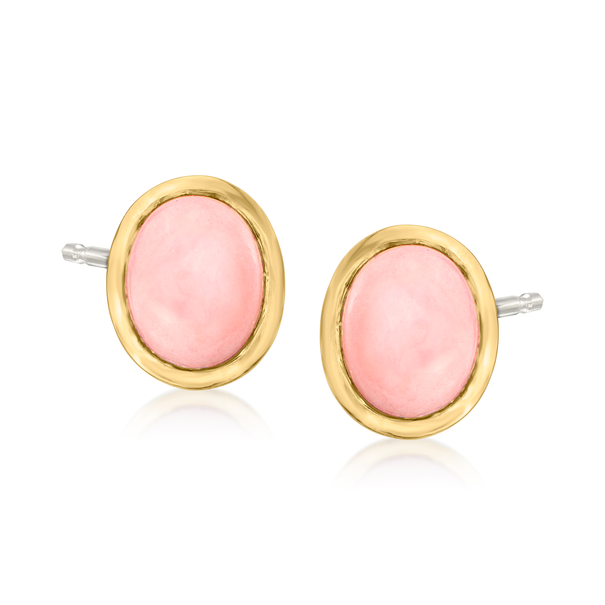 Bezel-Set Pink Opal Earrings in 18kt Gold Over Sterling | Ross-Simons