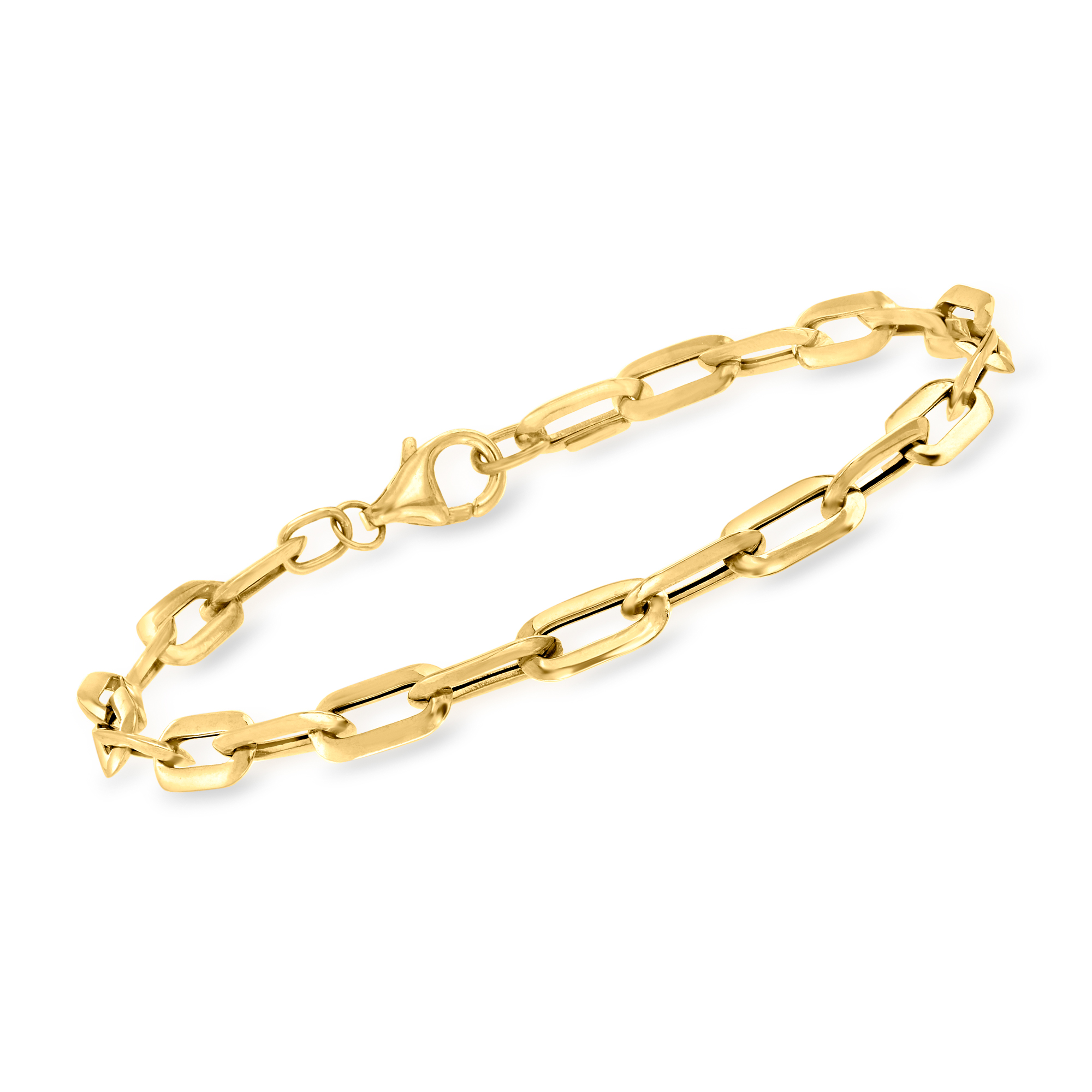 Ross-Simons - Italian 14kt Yellow Gold Paper Clip Link Bracelet. 7