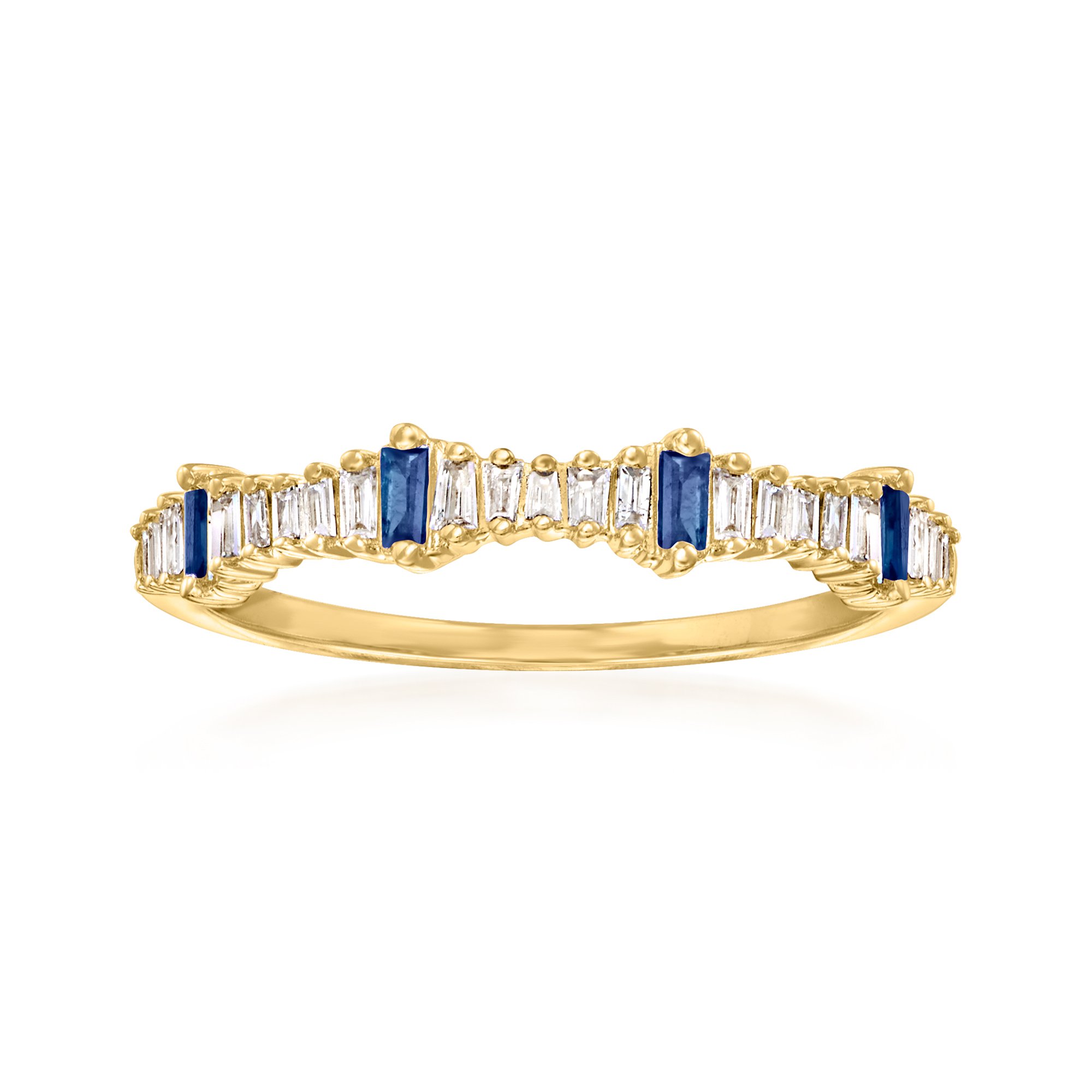 14 ct. t.w. Diamond and .10 ct. t.w. Sapphire Stackable Ring in 14kt Yellow  Gold