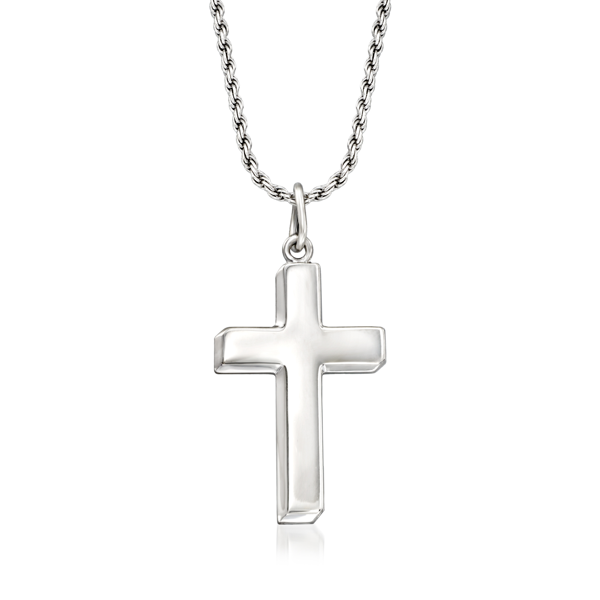 Men's Sterling Silver Cross Pendant Necklace. 22" | Ross-Simons