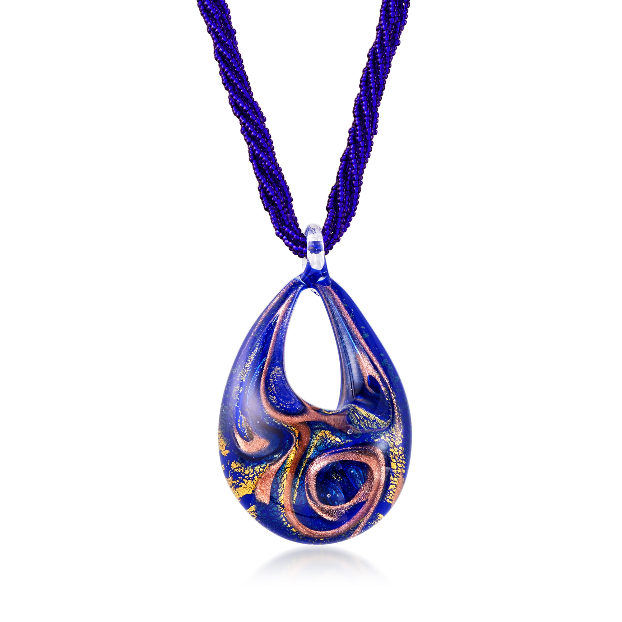 Italian Blue Murano Glass Pendant Necklace in 18kt Gold Over Sterling |  Ross-Simons
