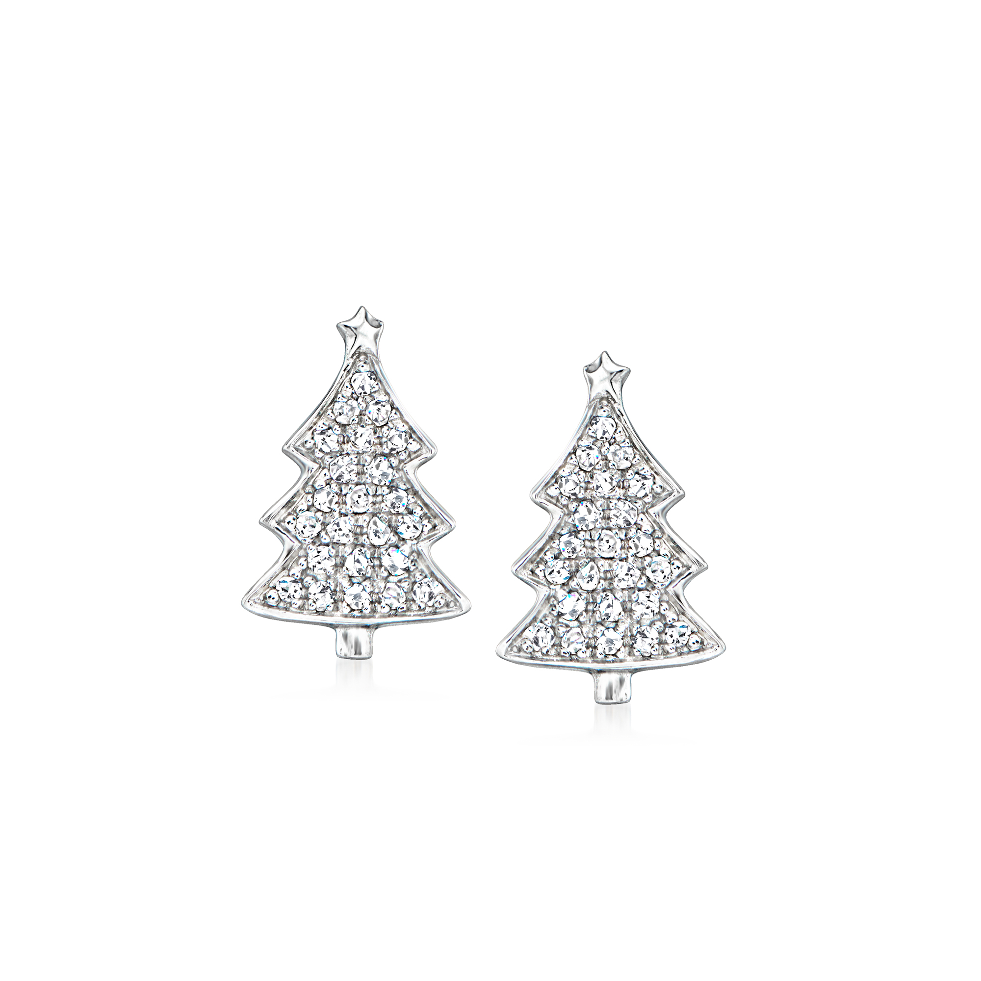 10 ct. t.w. Diamond Christmas Tree Stud Earrings in Sterling Silver | Ross- Simons