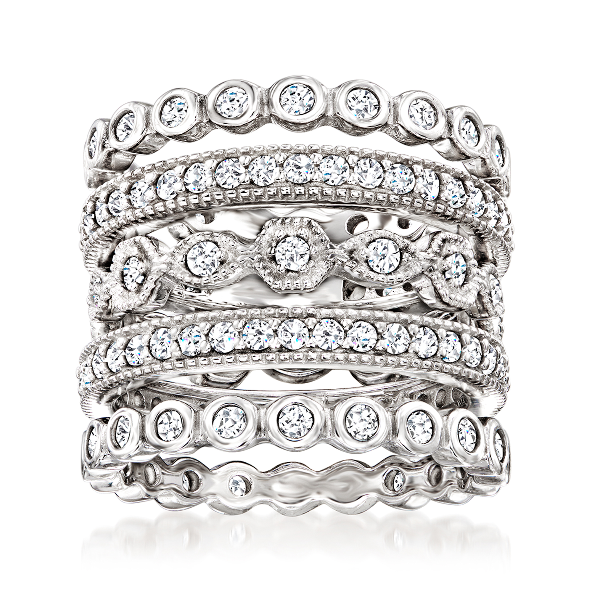 2.50 ct. t.w. CZ Jewelry Set: Five Eternity Bands in Sterling Silver |  Ross-Simons