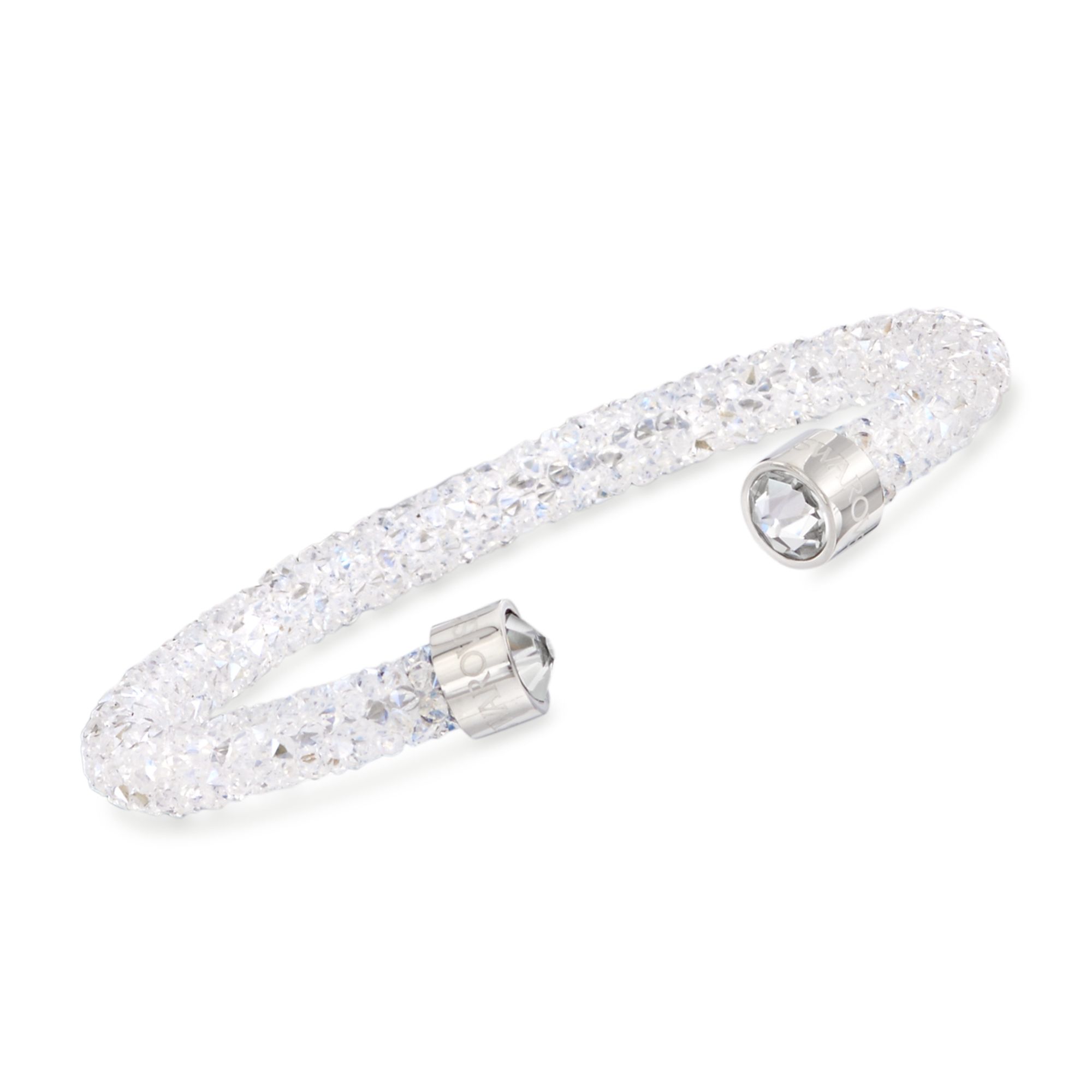 Swarovski Crystal "Dust" White Crystal Cuff Bracelet in Stainless Steel |  Ross-Simons