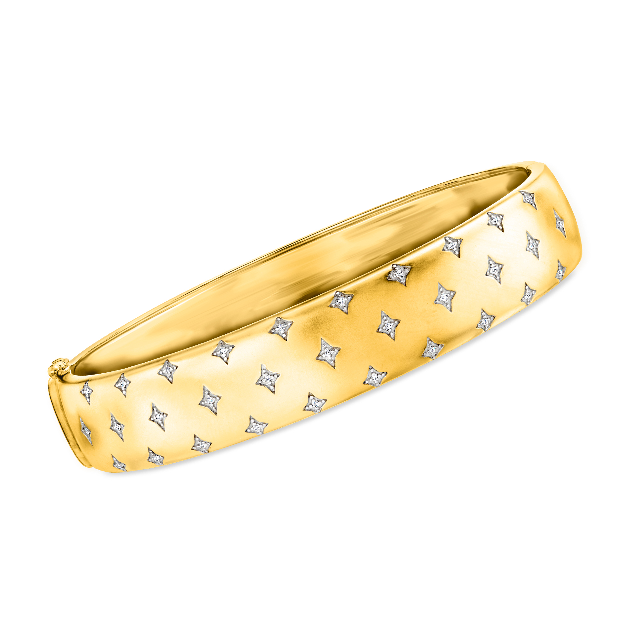 Ross-Simons Diamond-Accented Star Bangle Bracelet in 18kt Gold