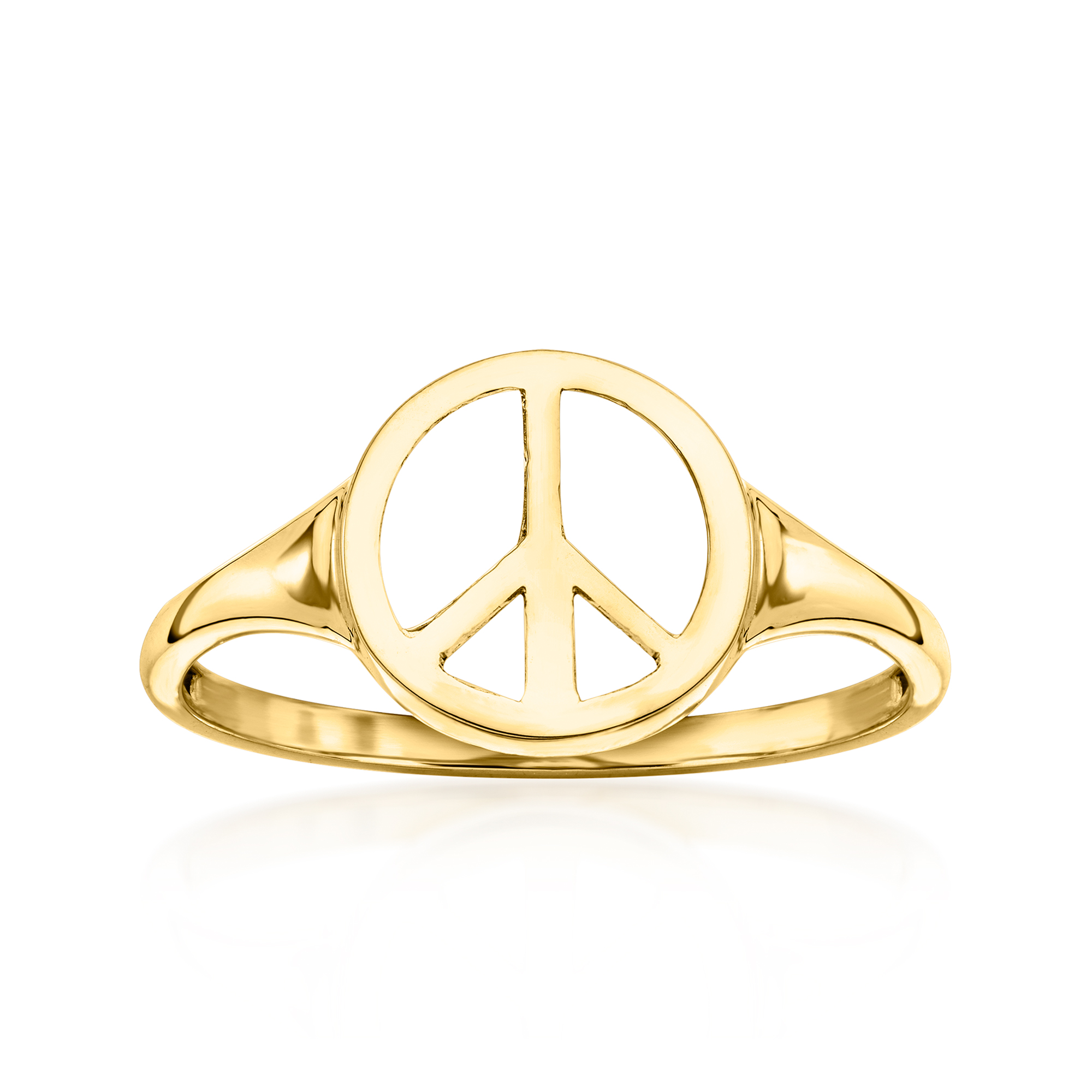 14kt Yellow Gold Peace Sign Ring | Ross-Simons