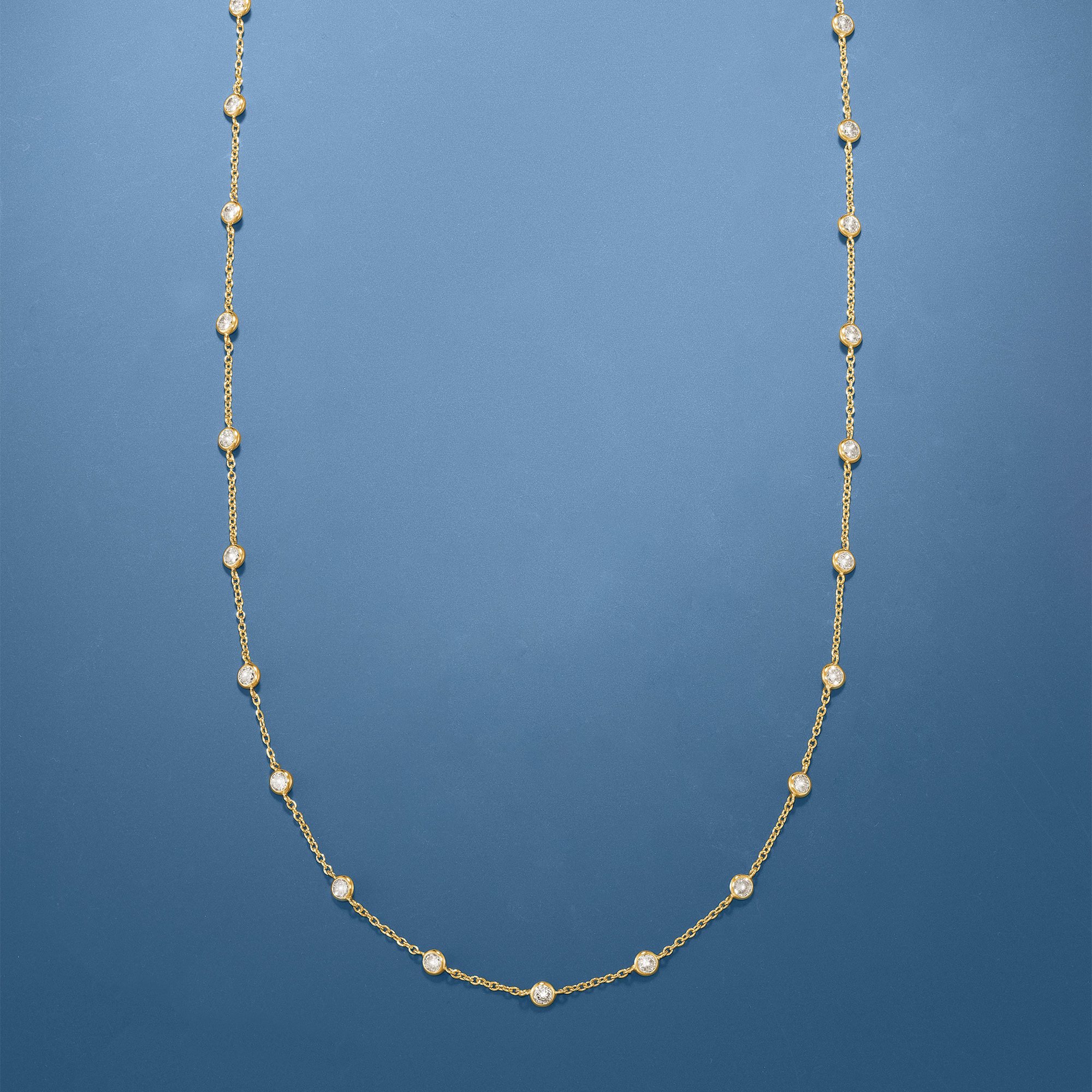 4.50 ct. t.w. CZ Station Necklace in 18kt Gold Over Sterling