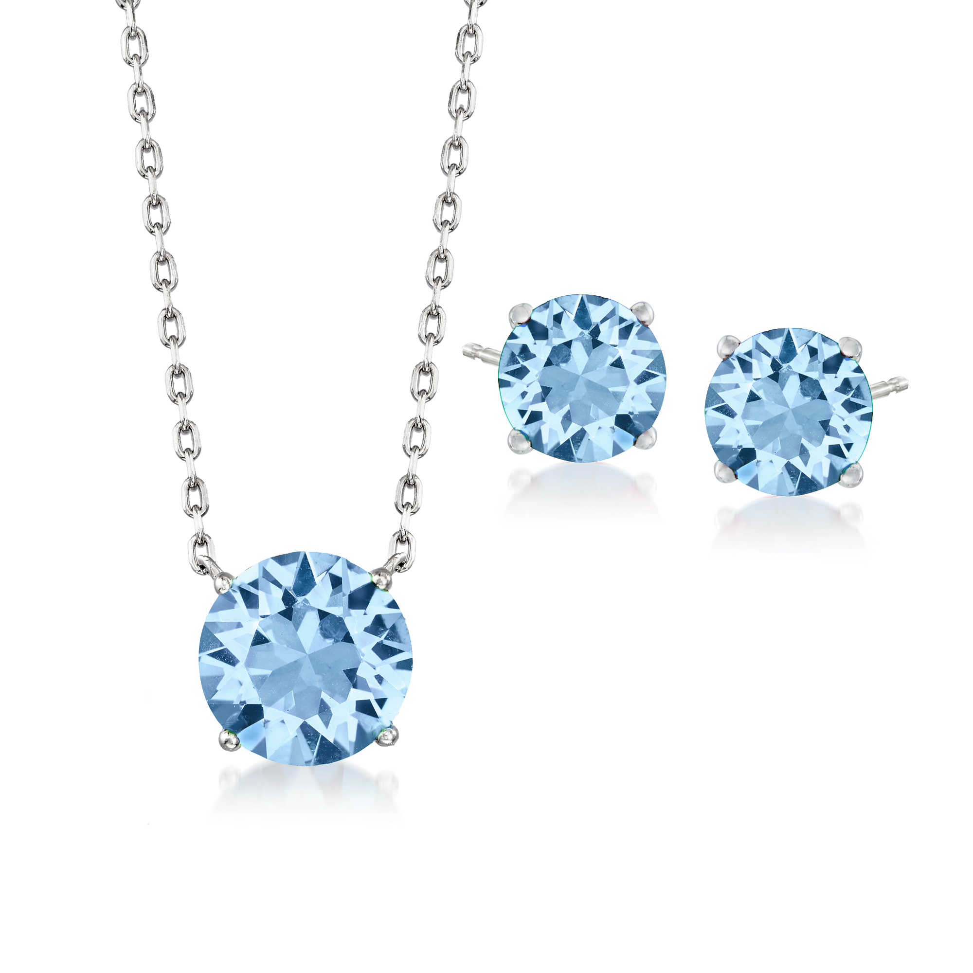 Jewelry Set: Blue Swarovski Crystal Necklace and Earrings in Sterling  Silver | Ross-Simons