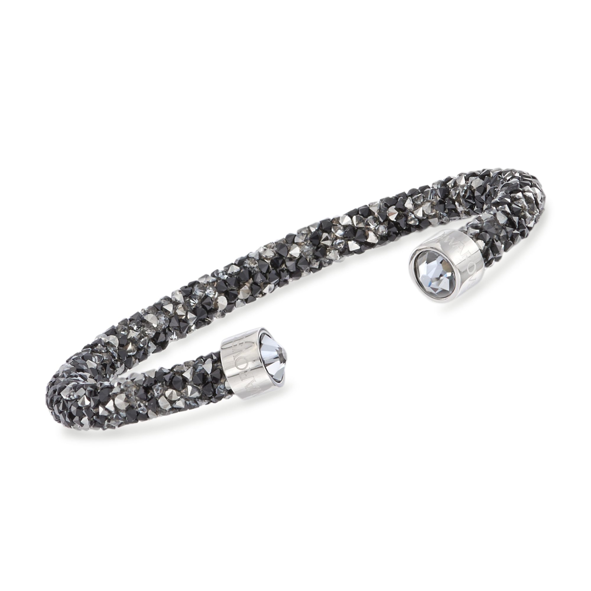 Swarovski Crystal "Dust" Black and Gray Crystal Cuff Bracelet in Stainless  Steel | Ross-Simons