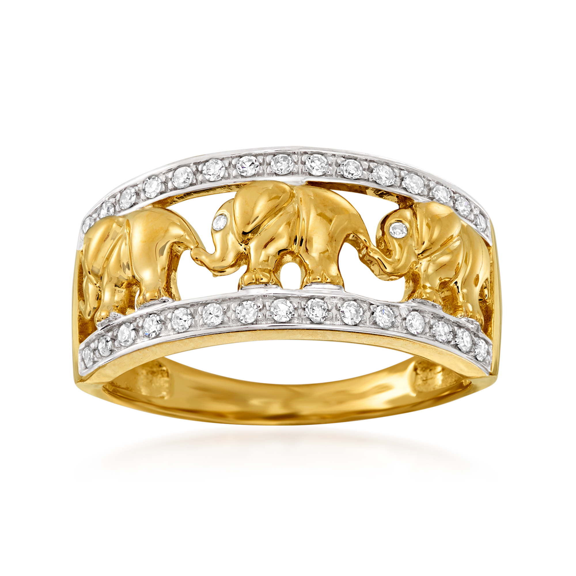 20 ct. t.w. Diamond Elephant Ring in 14kt Yellow Gold | Ross-Simons