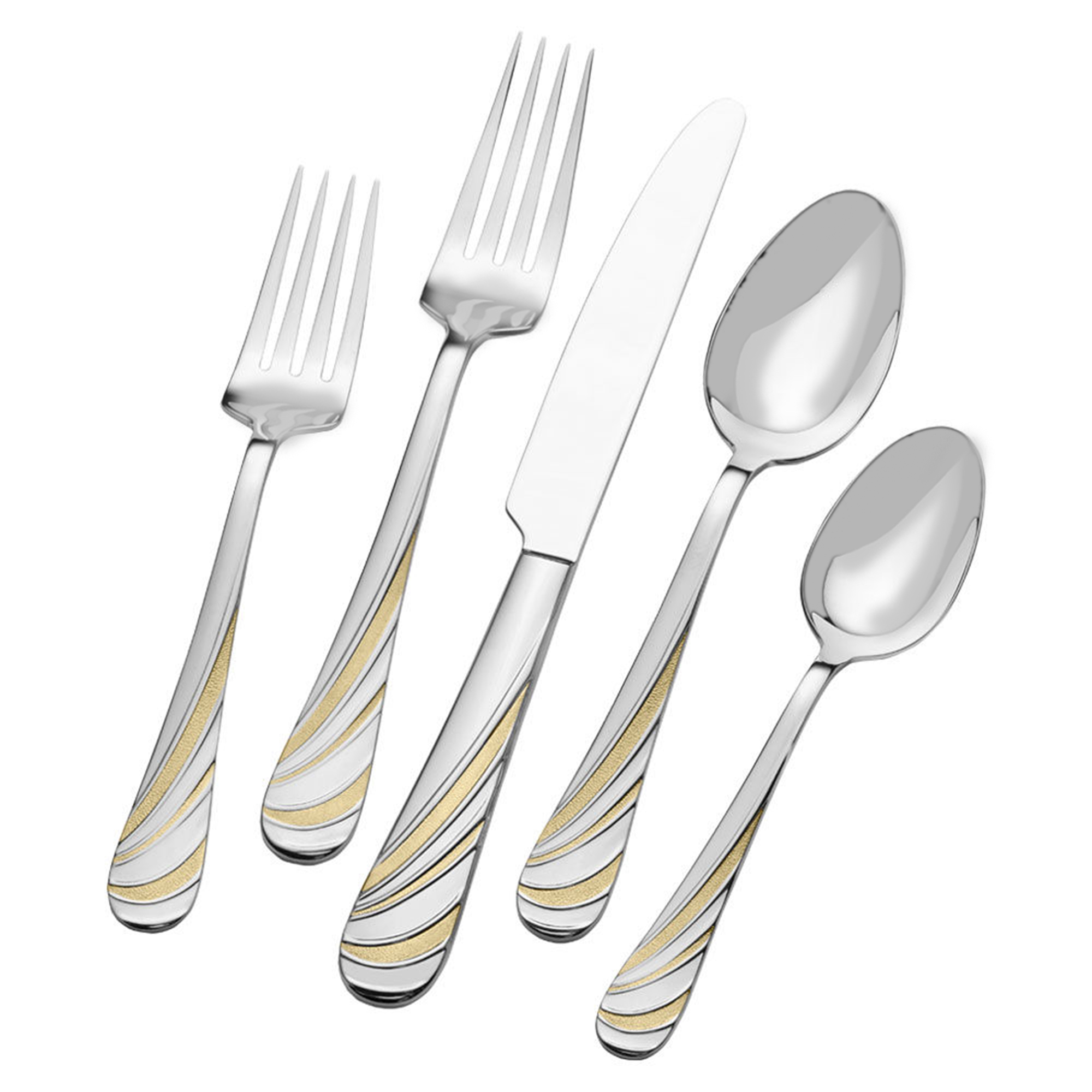 Mikasa "Swirl" 20-pc. Service for 4 18/10 Stainless Steel Flatware Set with  Gold-Plated Accents | Ross-Simons