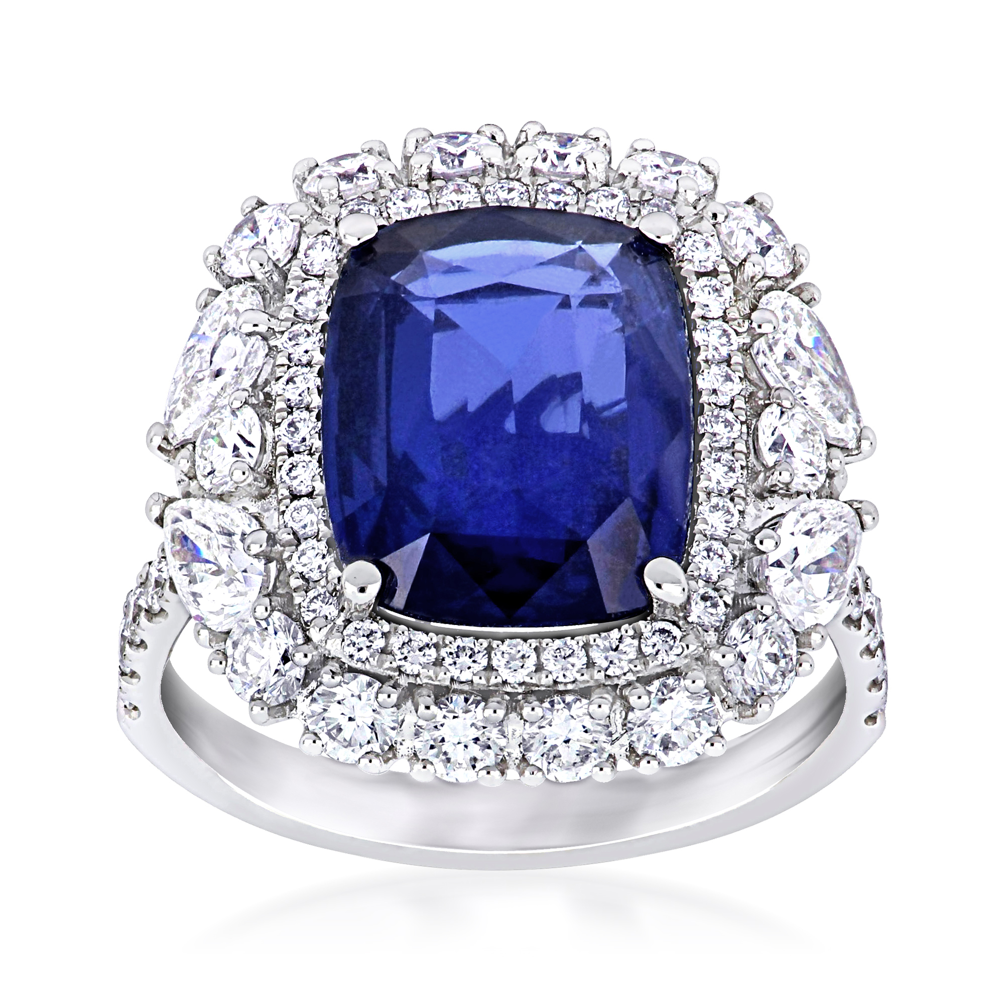 6.00 Carat Sapphire Ring with 1.30 ct. t.w. Diamonds in 14kt White Gold |  Ross-Simons