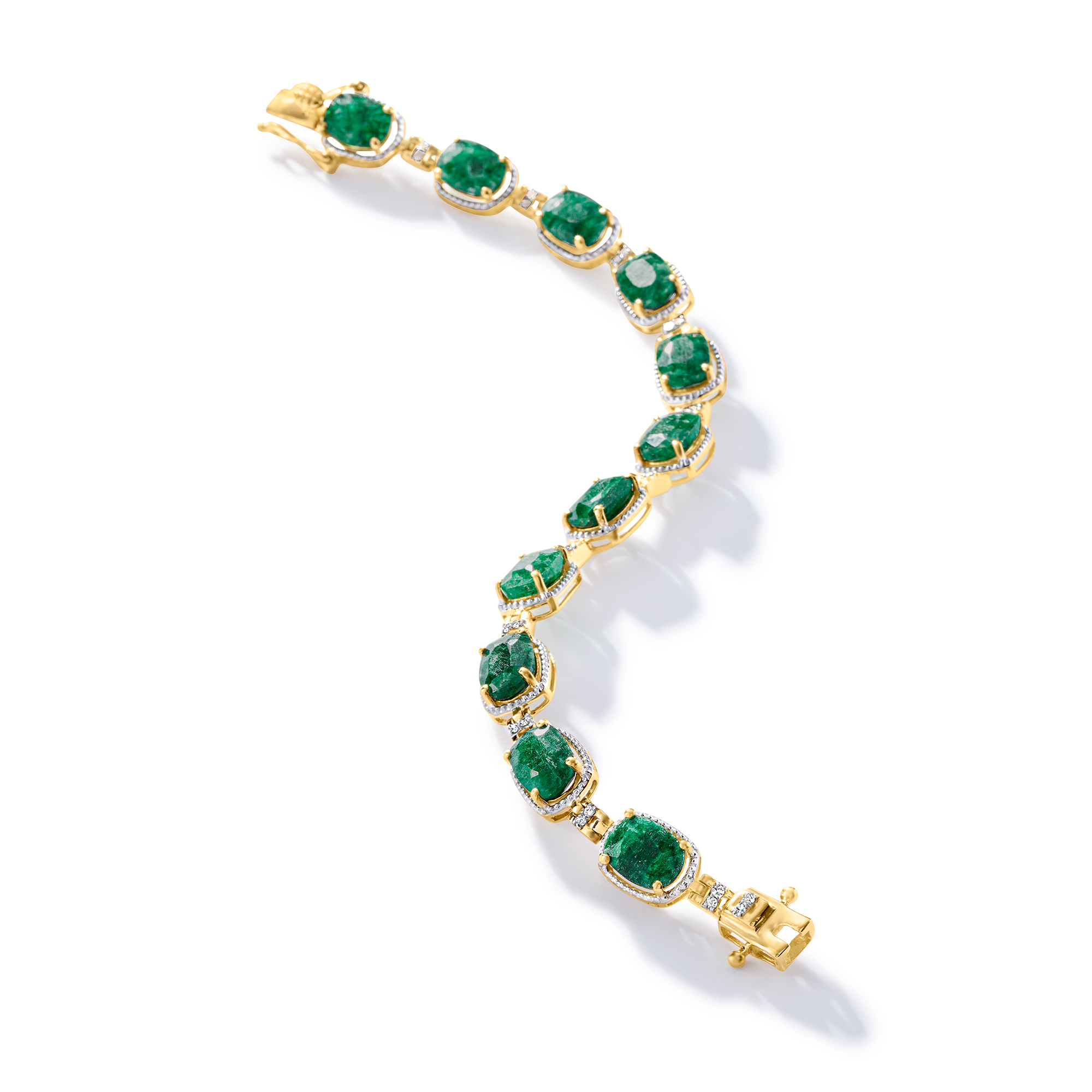 13.00 ct. t.w. Emerald and .21 ct. t.w. Diamond Bracelet in 18kt