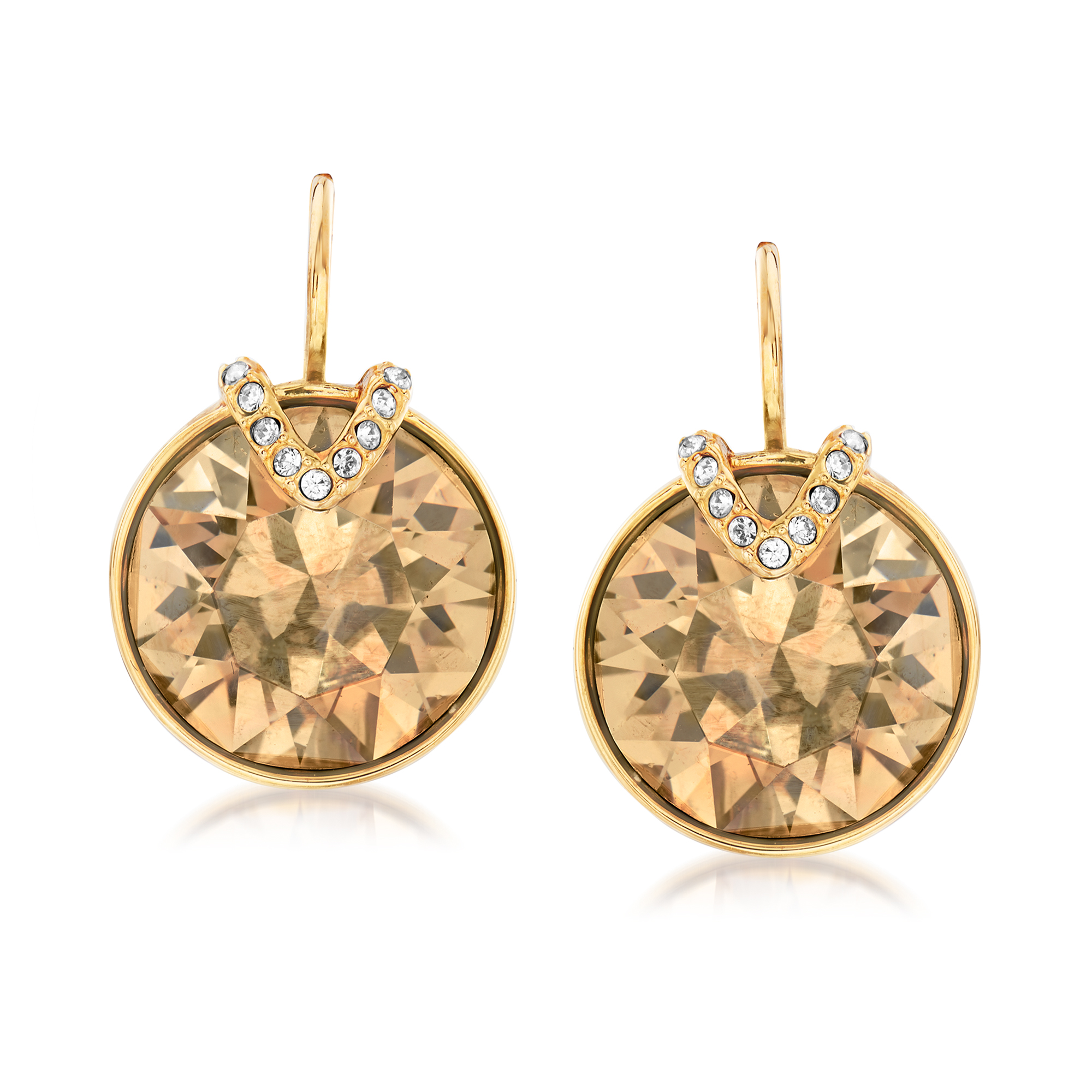 Swarovski Crystal "Bella" Golden Crystal Large V-Shape Drop Earrings in  Gold Tone | Ross-Simons