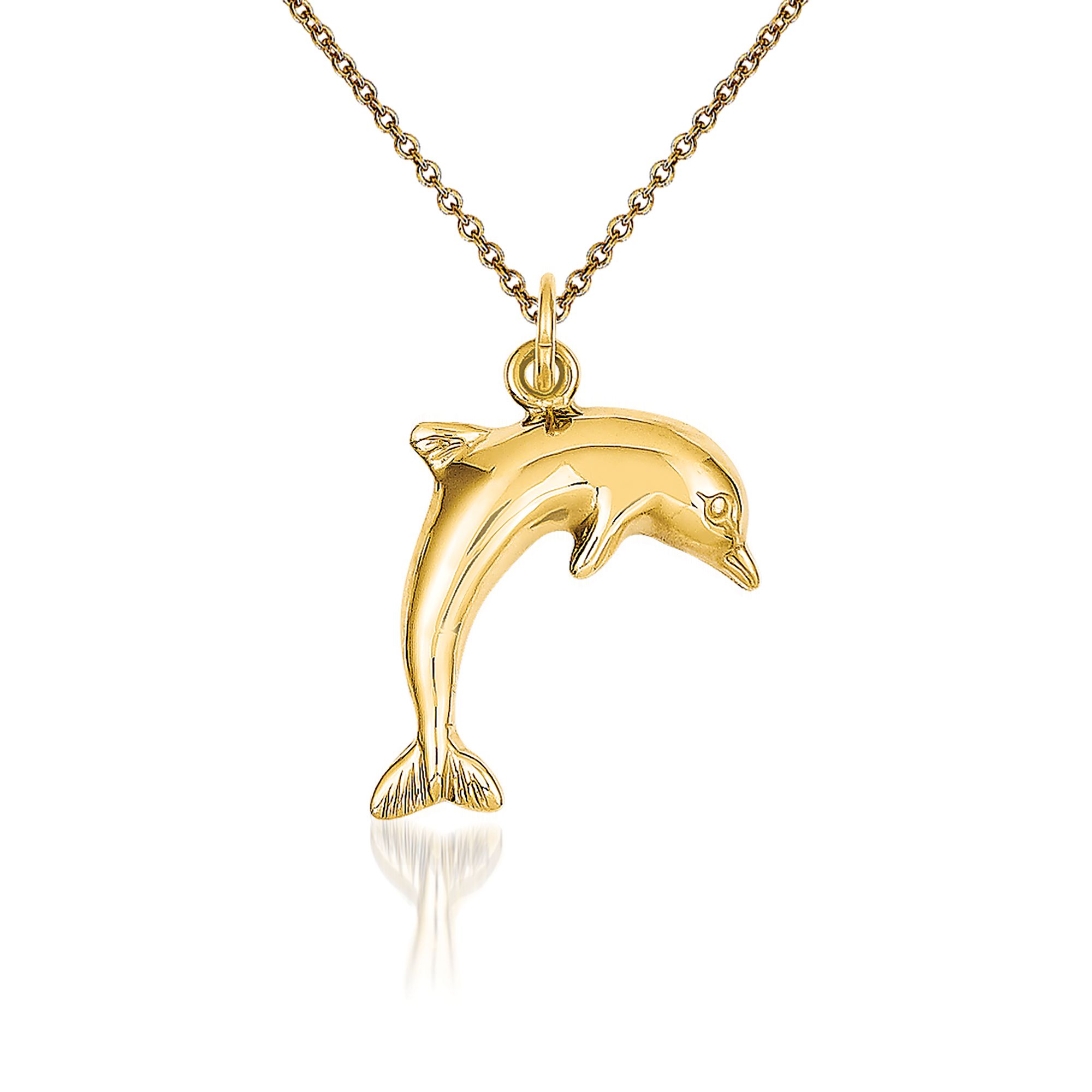 14kt Yellow Gold Dolphin Pendant Necklace | Ross-Simons