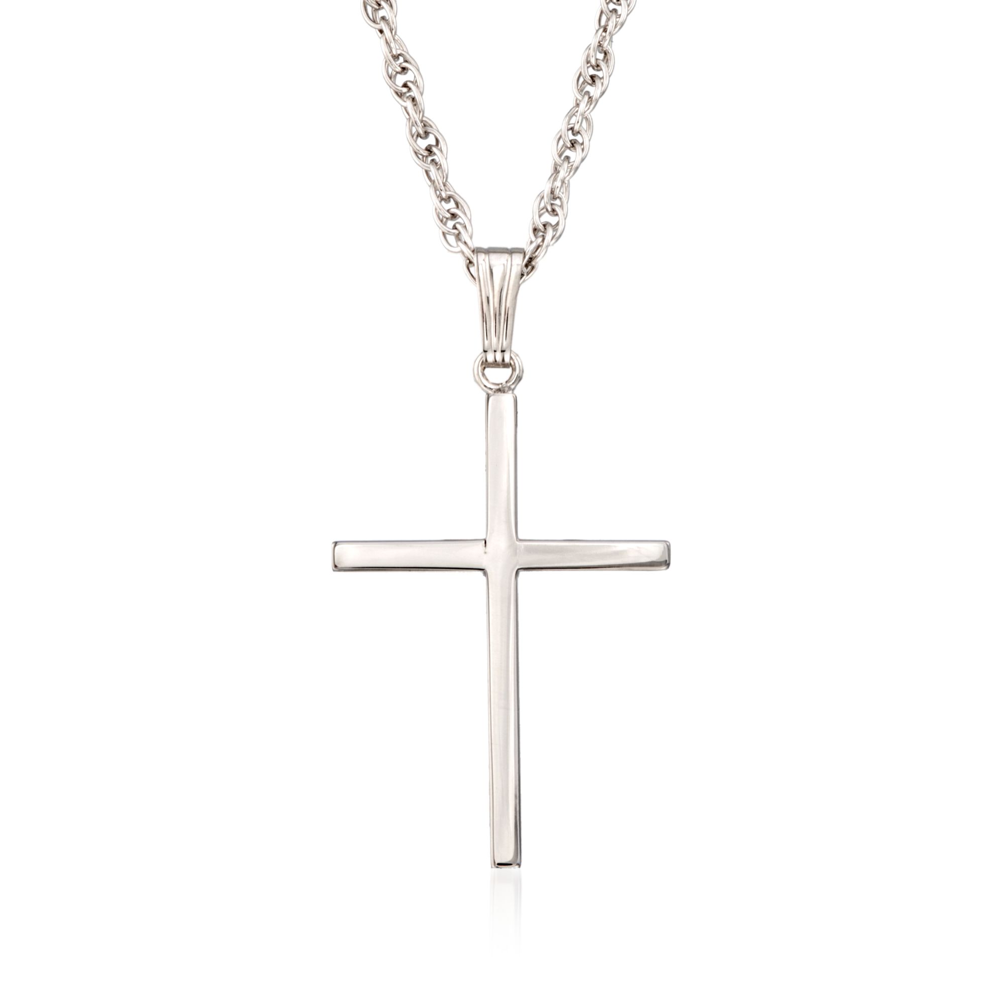 Men's Sterling Silver Classic Cross Pendant Necklace. 22" | Ross-Simons